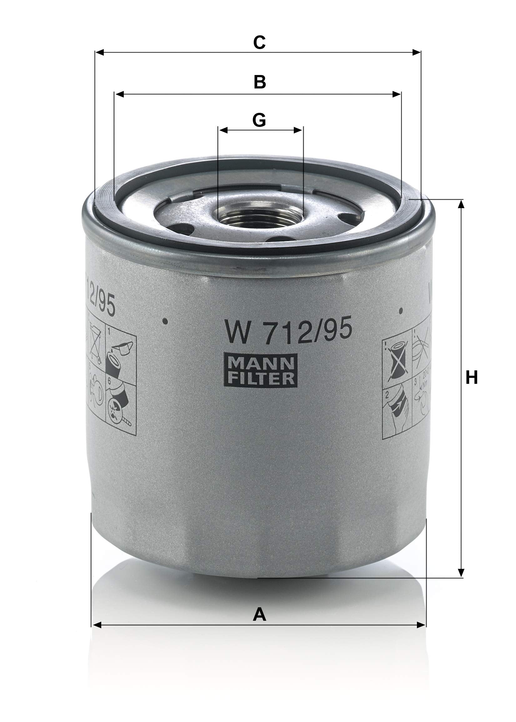 Mann-Filter W 712/95 Oil Filter - Spin On, Bronze-N6