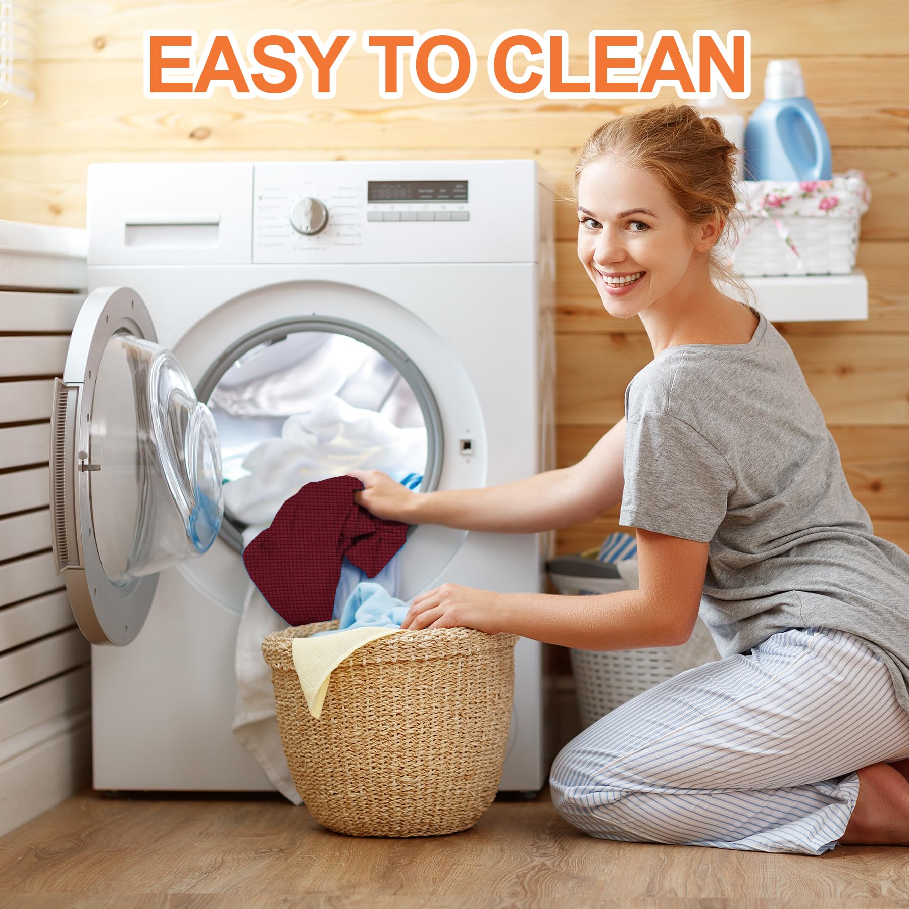 Fuangui Rv Dinette Cushion Covers - Stretch Camper Cushion Booth Seats Replacement - Washable Sofa Furniture Protector (Wine Red