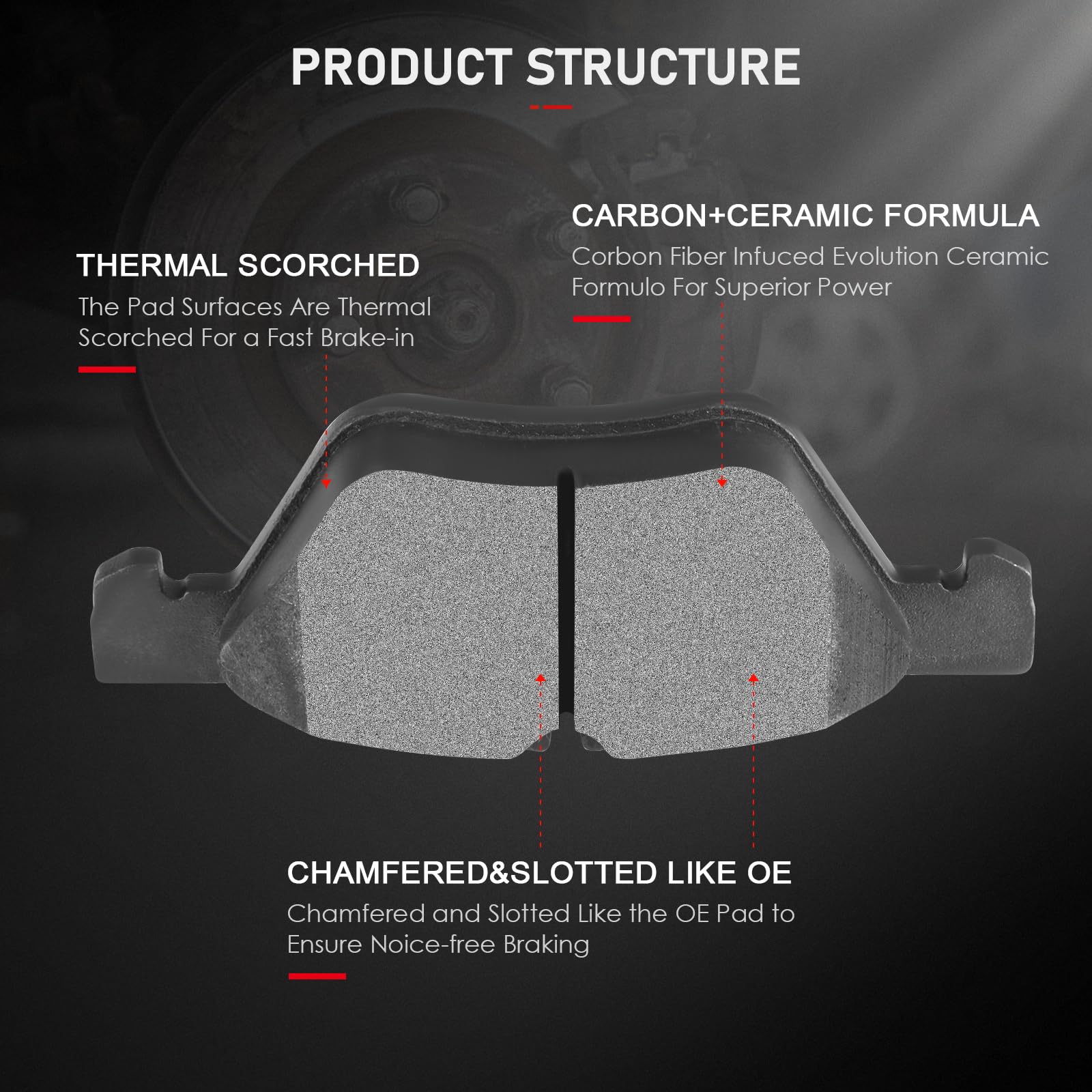 Front Rear Ceramic Brake Pads Kits 8Pcs Fit For 00-03 For Mercedes-Benz Clk3/Clk430, 98-99 For Mercedes-Benz E300, 98-02 04 05 F