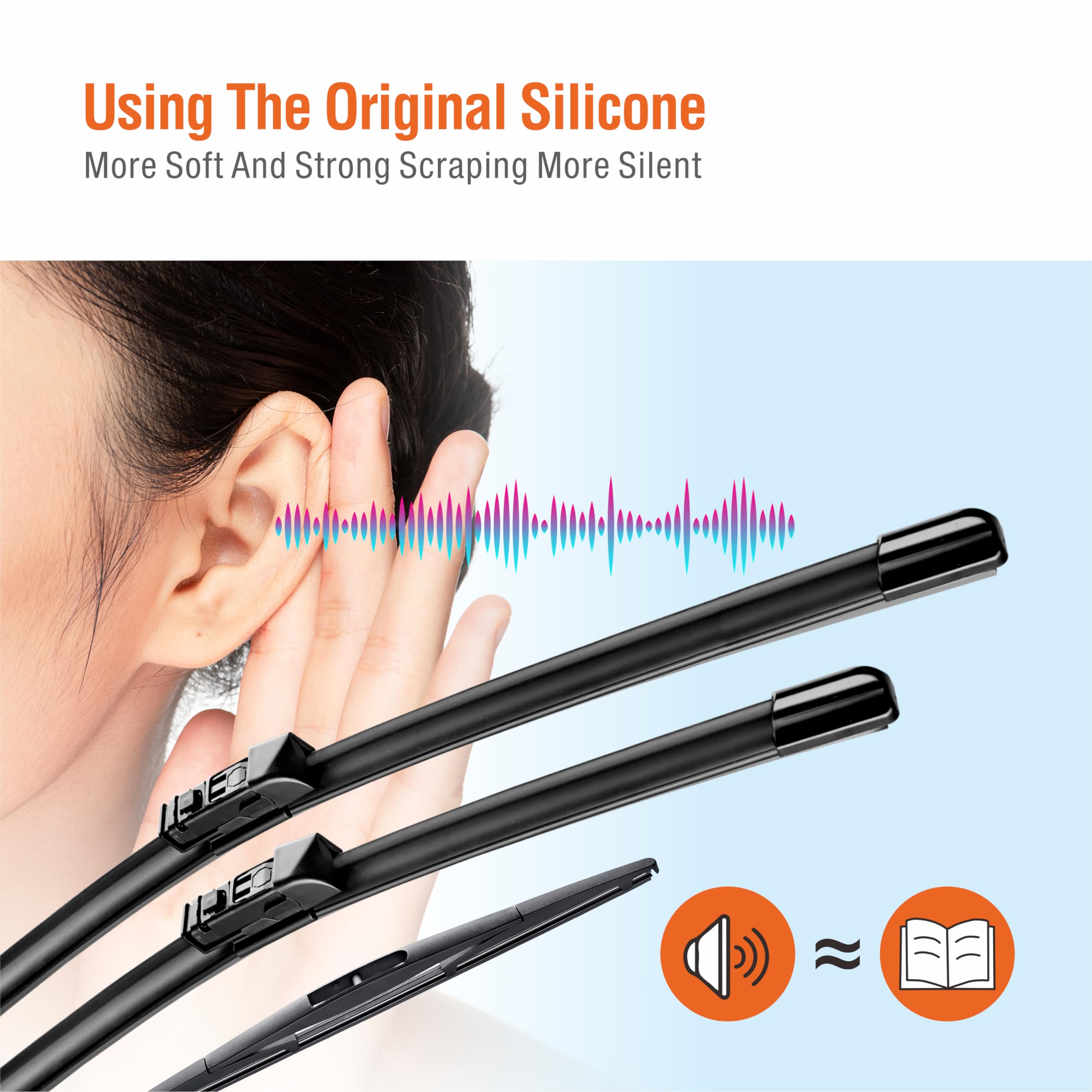 Wowiper Silicone Windshield Wiper Blades With Rear Wiper Blade For Subaru Forester 2019-2022, All-Season Automotive Replacement