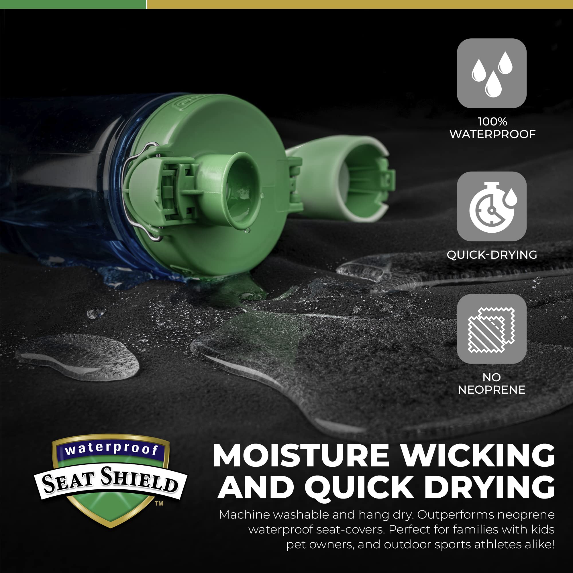 Waterproof Seatshield Washable Backseat Cover- Universal Heavy Duty Non-Slip Back Seat Protector For Kids, Dogs, Pet From Sweat,