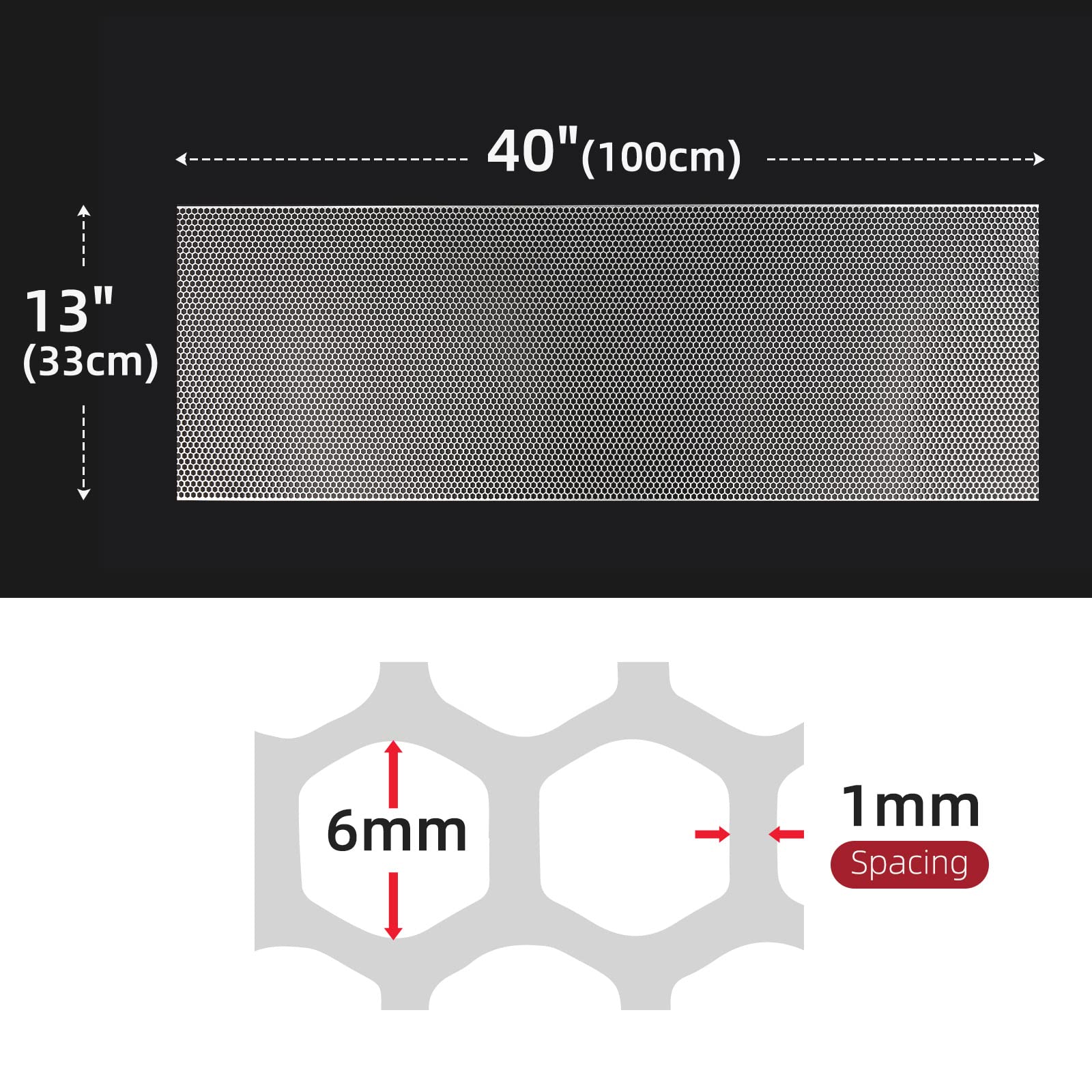 Aggauto Universal 40'X13' Car Grill Mesh - Aluminum Alloy Automotive Grille Insert Bumper Honeycomb Hole 6Mm Spacing 1Mm, One Of The Most Multifunctional Shape Grids Silver