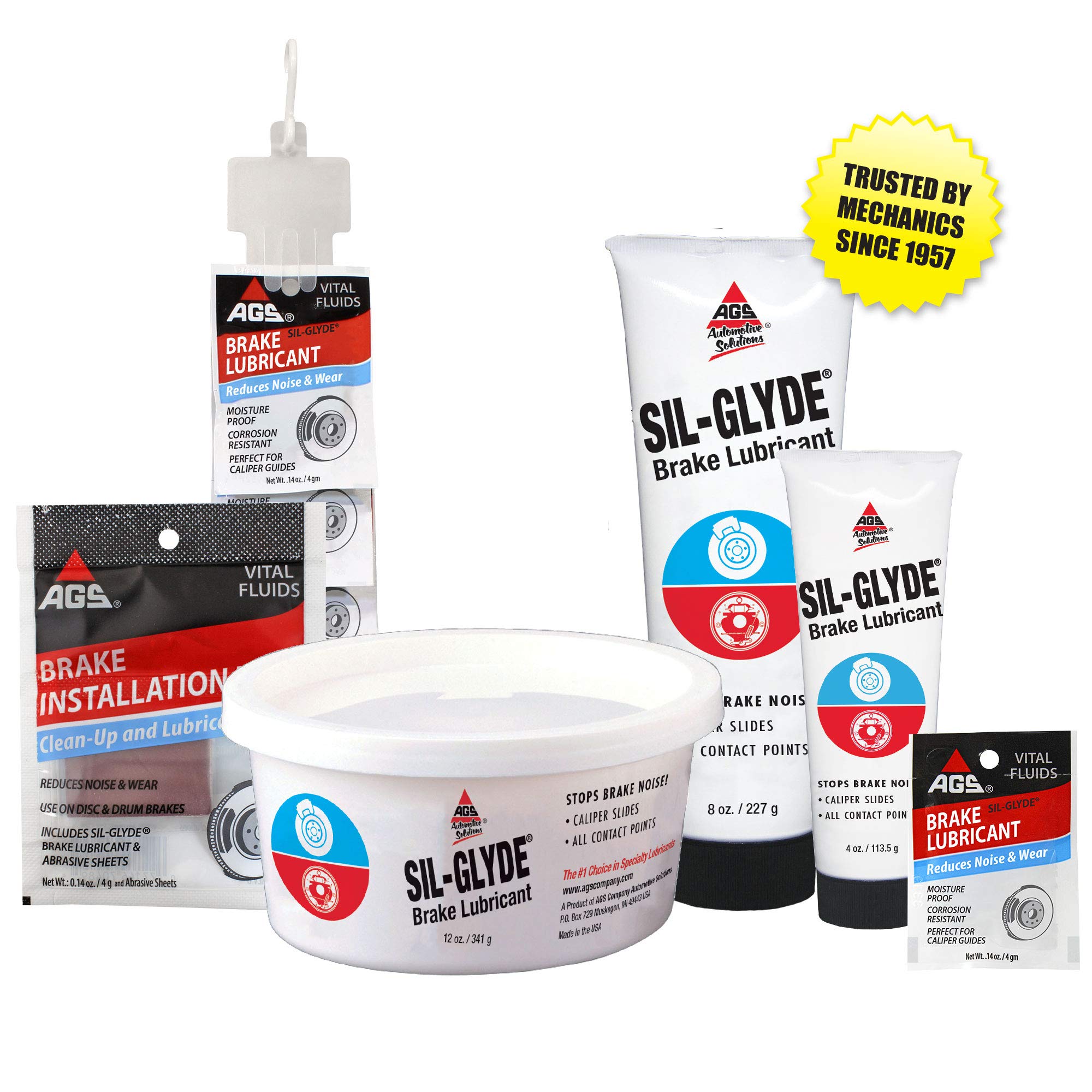 Ags Automotive Solutions Sil-Glyde Brake Lubricant – 8 Oz Tube, Heat Resistant, Rust & Corrosion Protection, Moisture-Proof Brake Grease