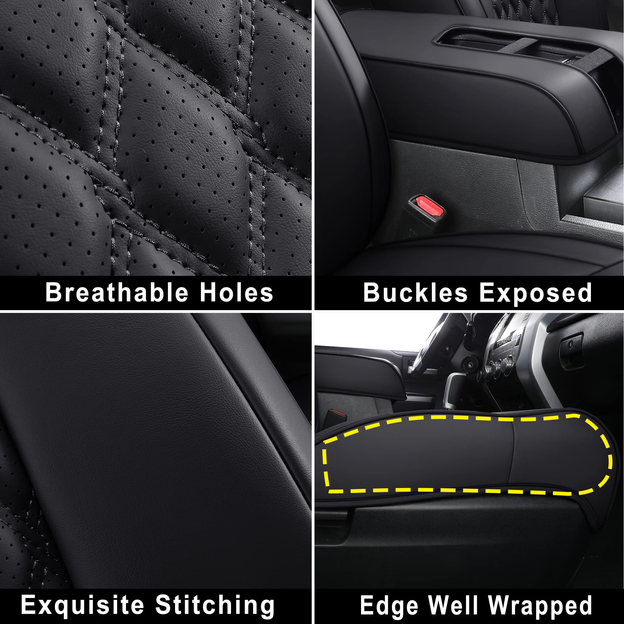Huidasource Tundra Seat Covers, Front & Rear Waterproof Leather Car Seat Cover, Custom Seat Cushion Protector Fit for 2022 2023