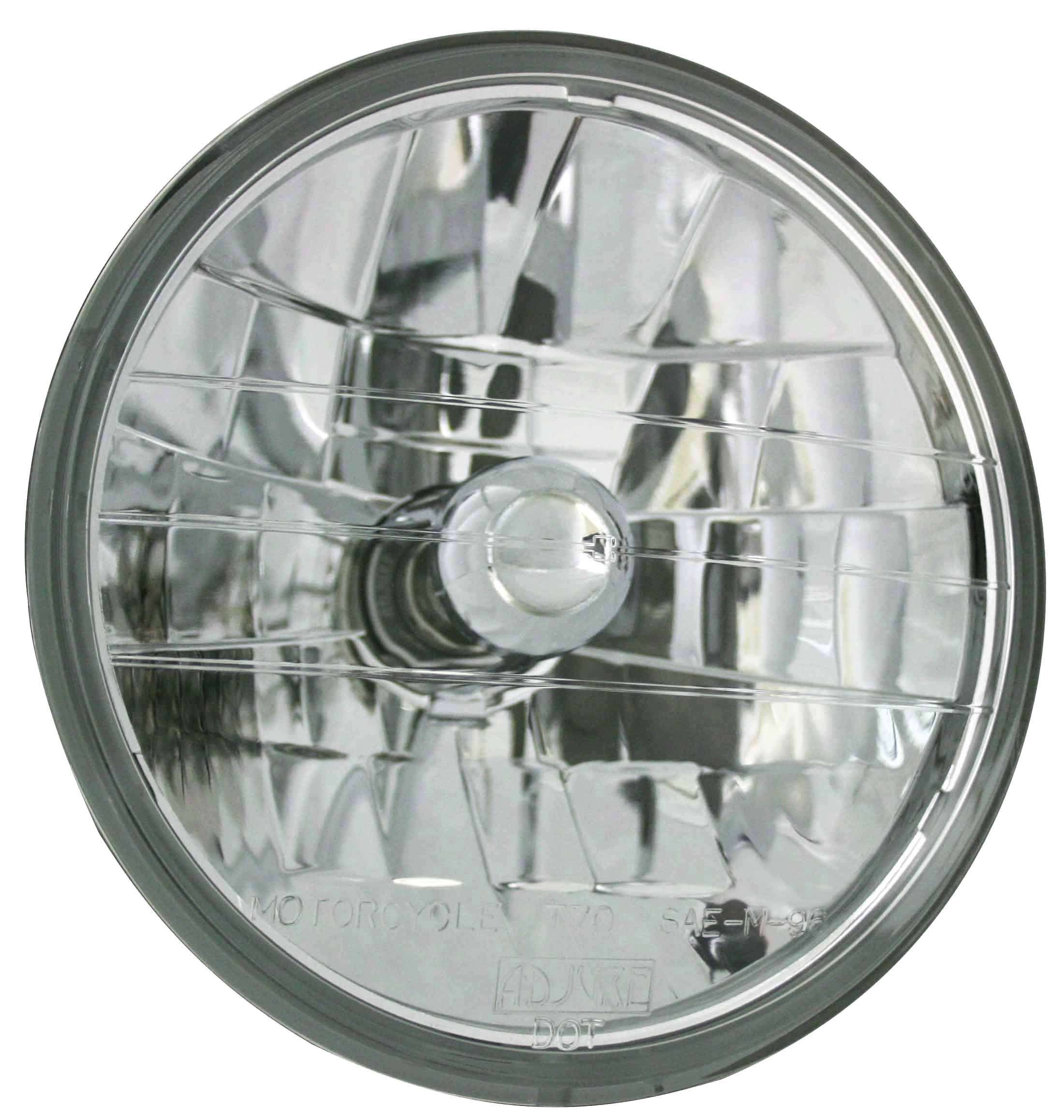 Adjure T70200 Three Lines On Clear Lens 7' Diamond Cut 3K Motorcycle Headlight With H4 Bulb