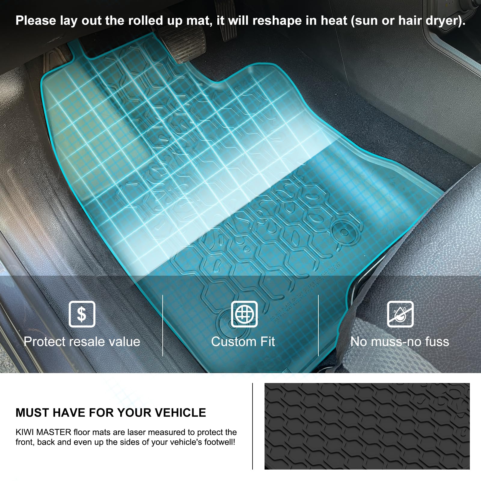 Kiwi Master Floor Mats For 2015-2023 Jeep Renegade Oem Replacement 82214194 All Weather Mat Liners Front Rear 2 Row Seat Tpe Slu