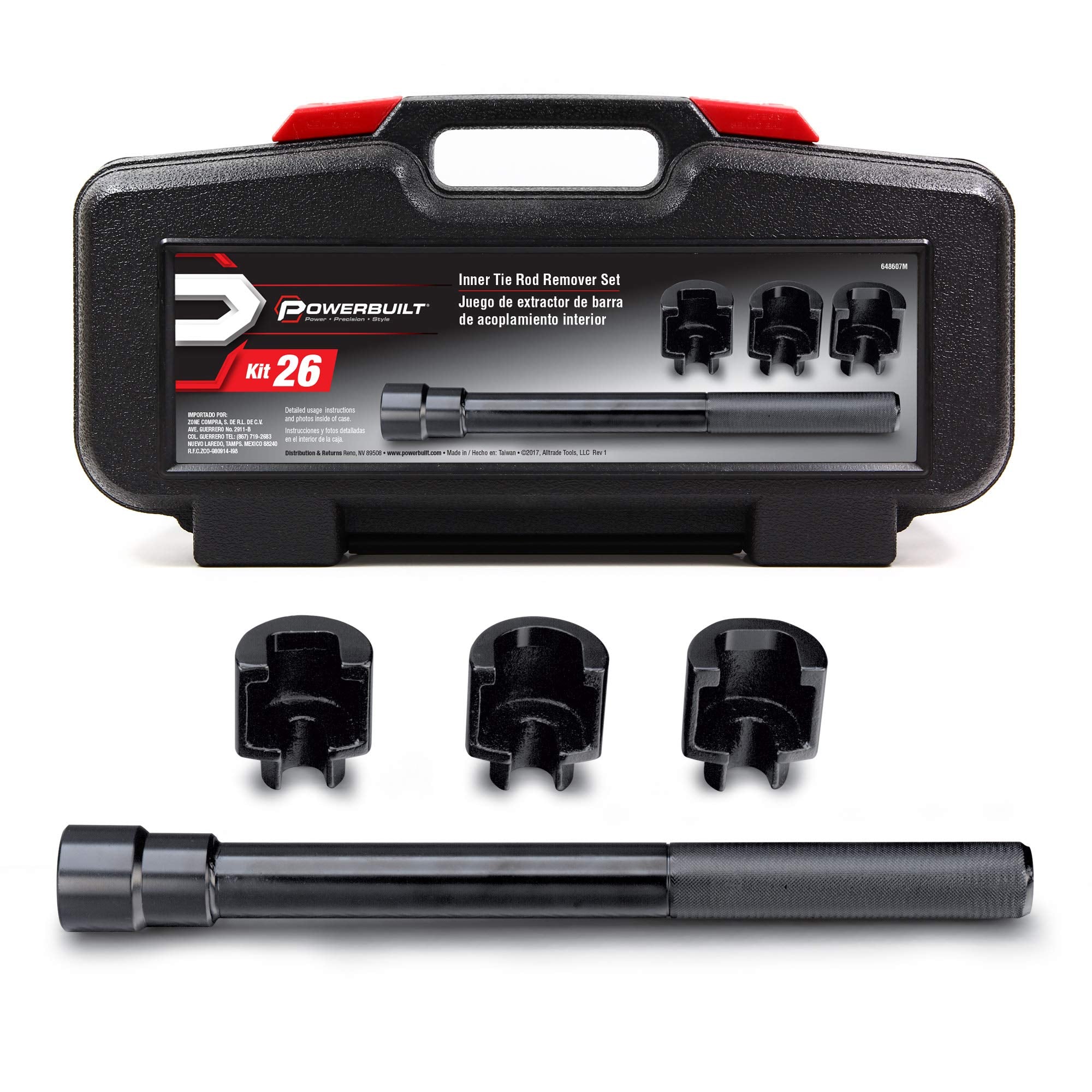 Powerbuilt Inner Tie Rod Remover Tool for Ford, GM, Chrysler Rack, and Pinion - 648607