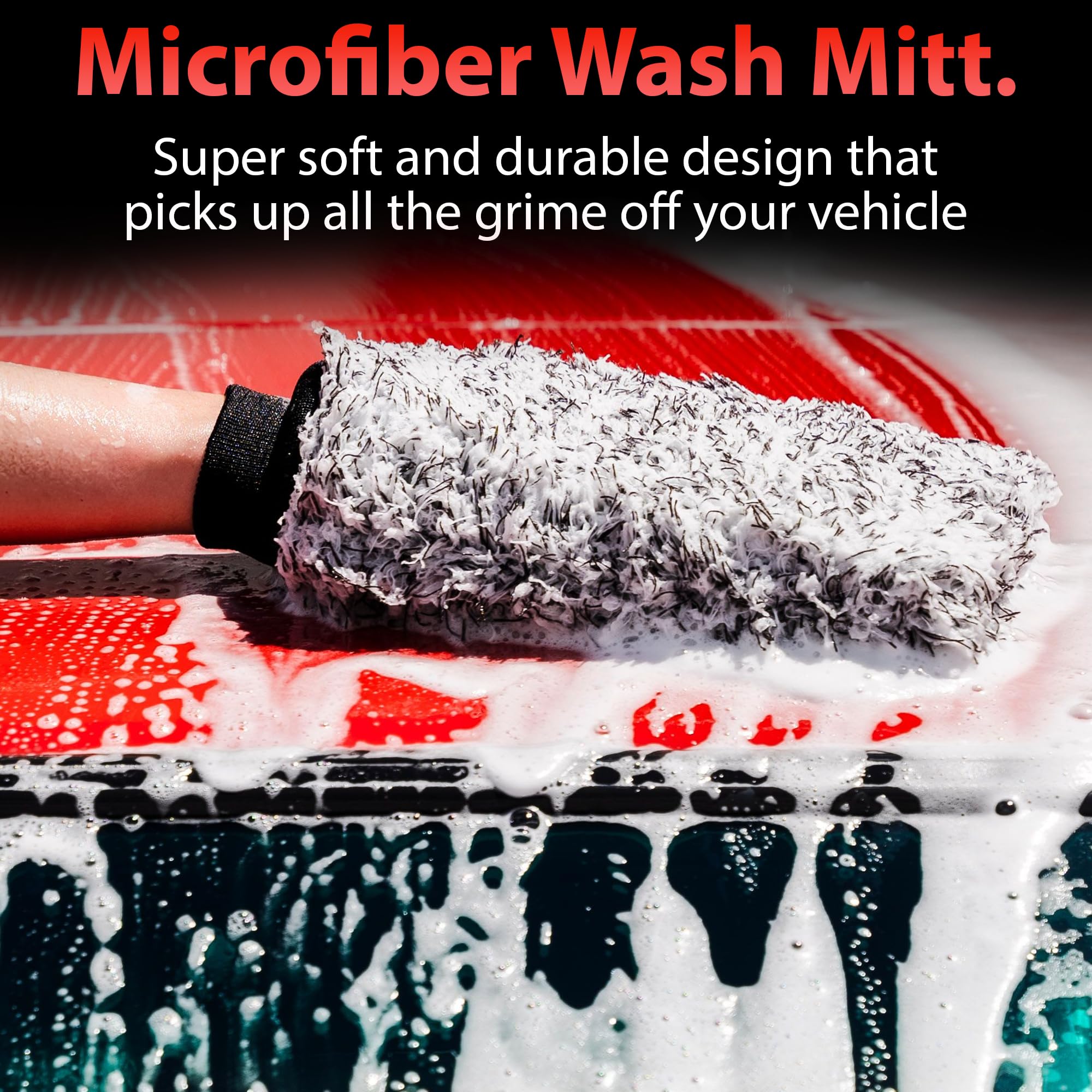 Adam'S Polishes Microfiber Car Wash Mitt, Car Sponge Wrapped In Soft, Plush Fiber Cloth Material, Safe Washing With Any Car Soap