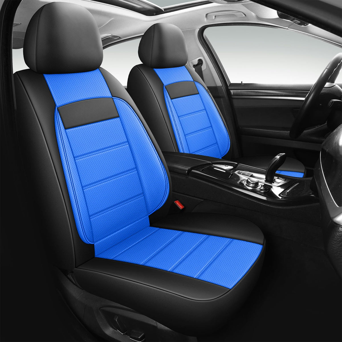 HChengkikz Leather Car Seat Covers Front Seats, 3D Foam Support Car Seat Covers, Universal fit for Trucks Vans SUVs Sedans Autom