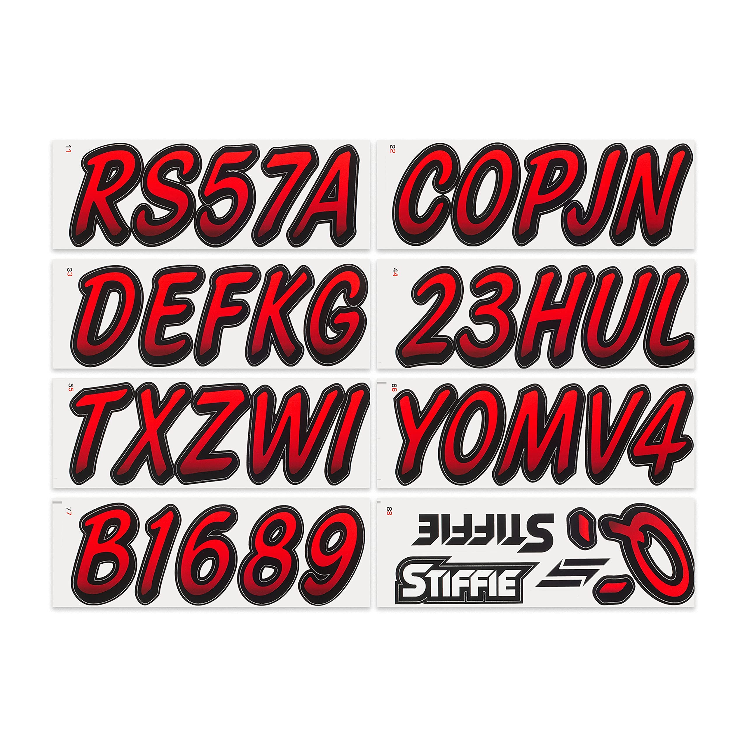 Stiffie Whipline Red/Black 3 '' Boat & Pwc Registration Decals  Numbers Letters Stickers