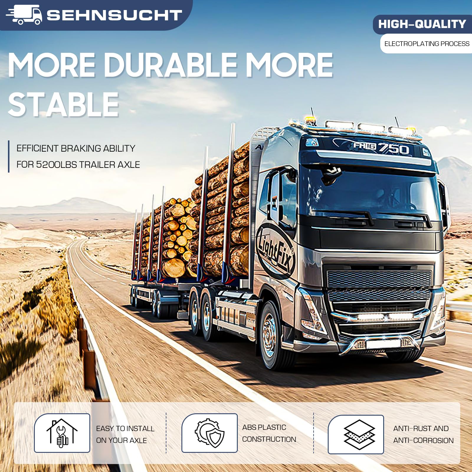 Trailer Brake Drum Kit, 6-Hole, 5.5'' Bolt Circle Brake Drum for 5200 lb, 6000 lb Axles, Replacement Brake Hub Drum Assembly for