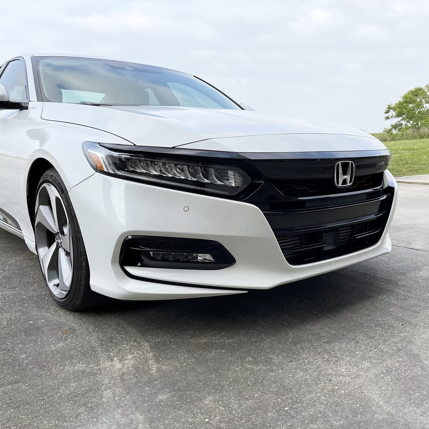 Slickmod Chrome Delete Blackout Vinyl Overlay For 2018-2020 Honda Accord Sedan Front Grill Trim (18-20 Front Grill, Gloss Black)