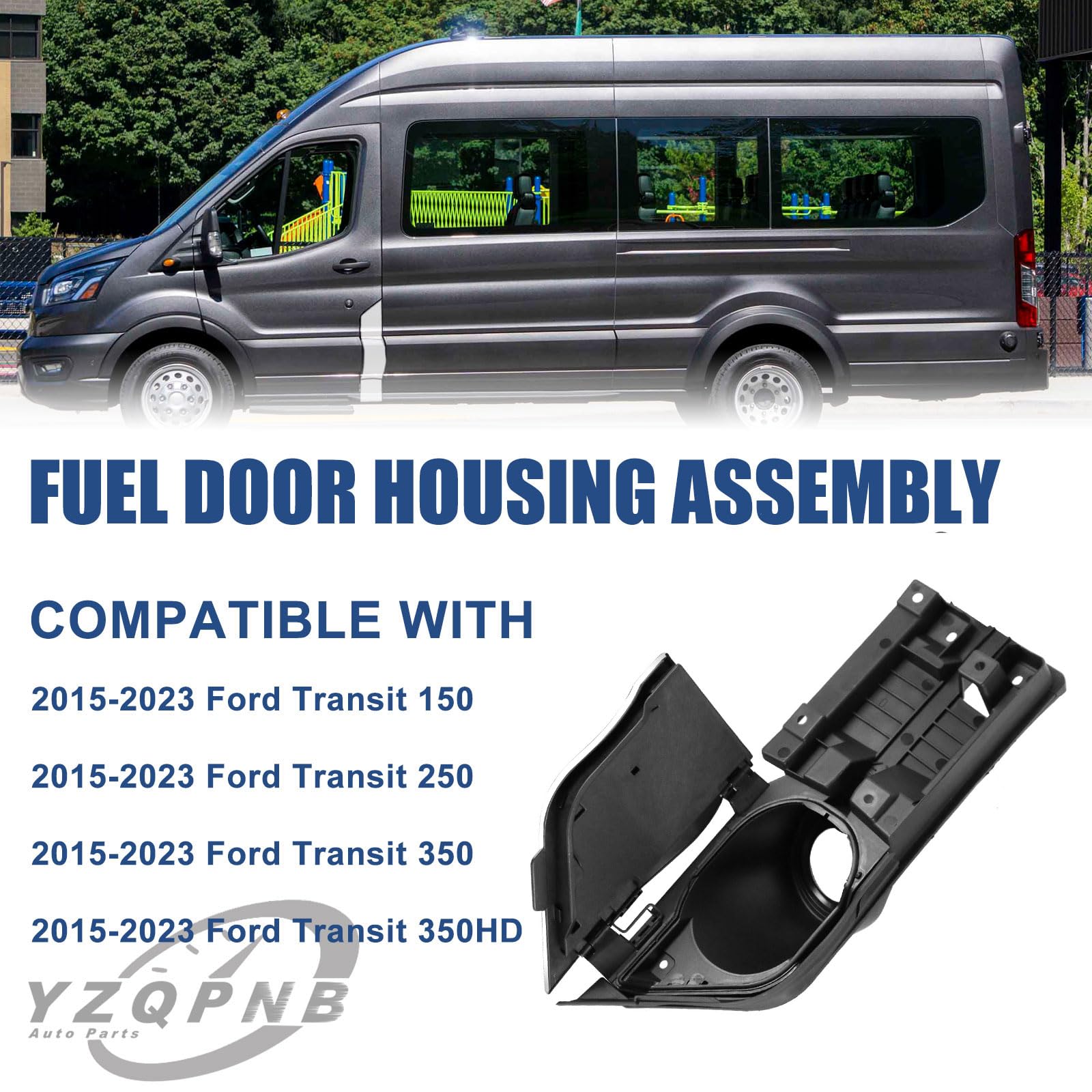 Yzqpnb Fuel Filler Door Housing Pocket Hinge W/White Cover Compatible With 2015-2023 Ford Transit Van 150 250 350 Gasoline Engine Replace # Ck4Z-5427936-A Ck4Z-61405A26-B