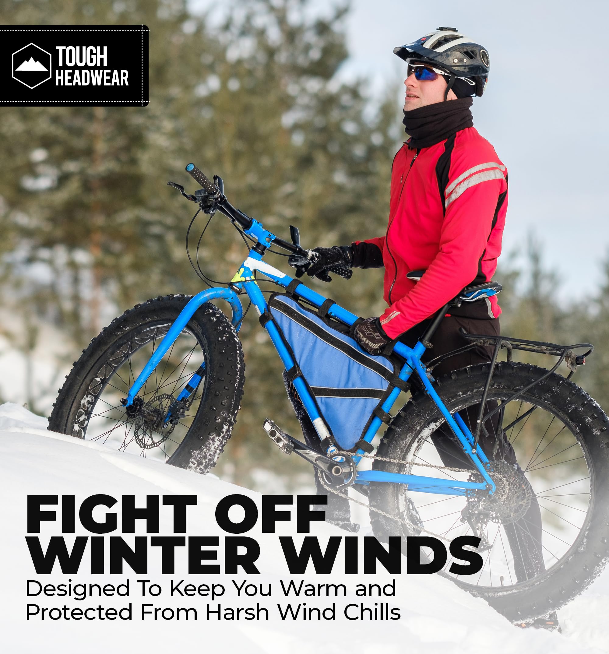 Tough Headwear Winter Neck Warmer Ski Mask For Men & Women, Winter Face Mask For Cold Weather, Motorcycle Helmet Liner - Black | Balaclava Style