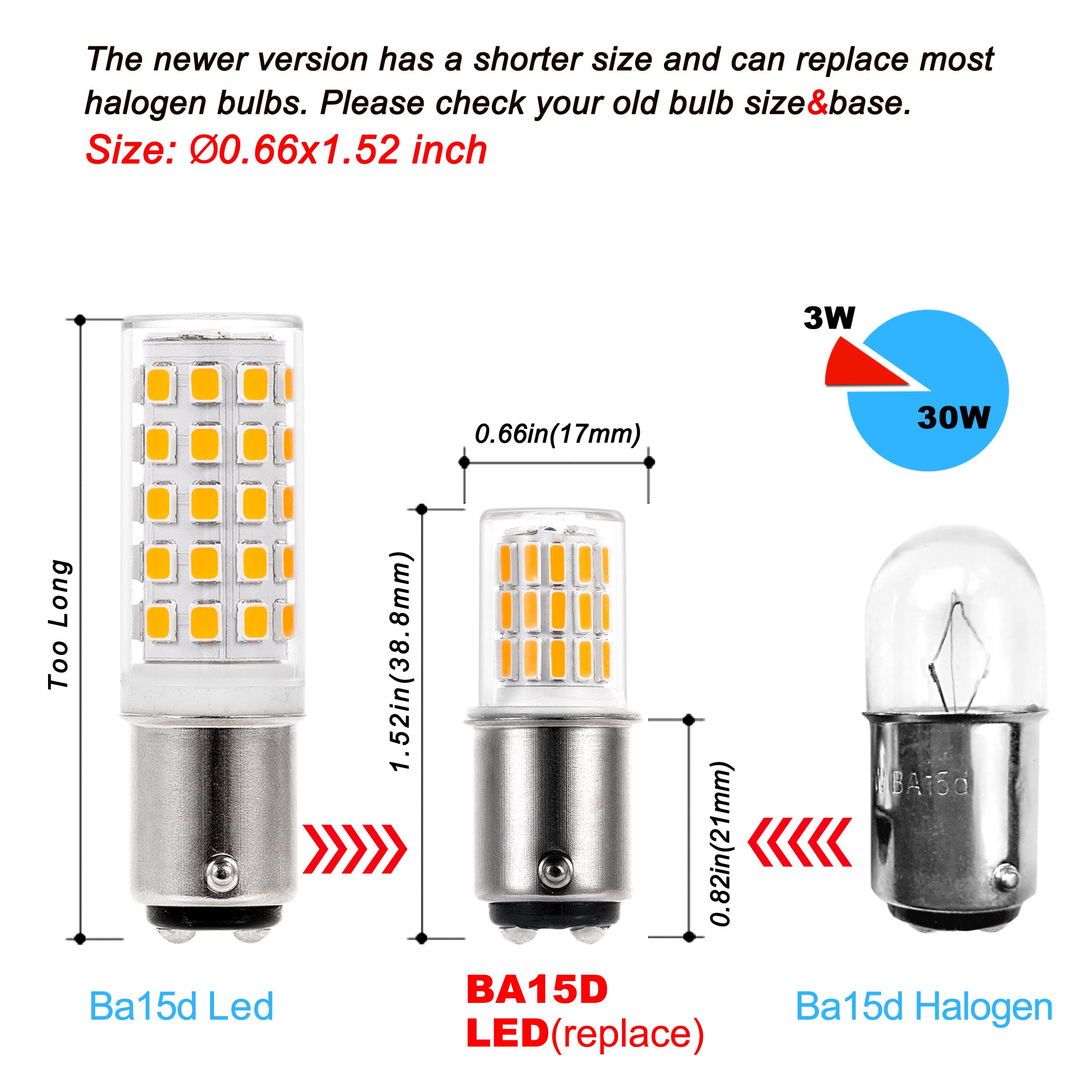 Ziomitus Ba15D 12 Volt Led Rv Camper Interior Light Bulbs,1076 1142 1176 S8 3W 2700K Warm White,Double Contact Dc Bayonet Base,A