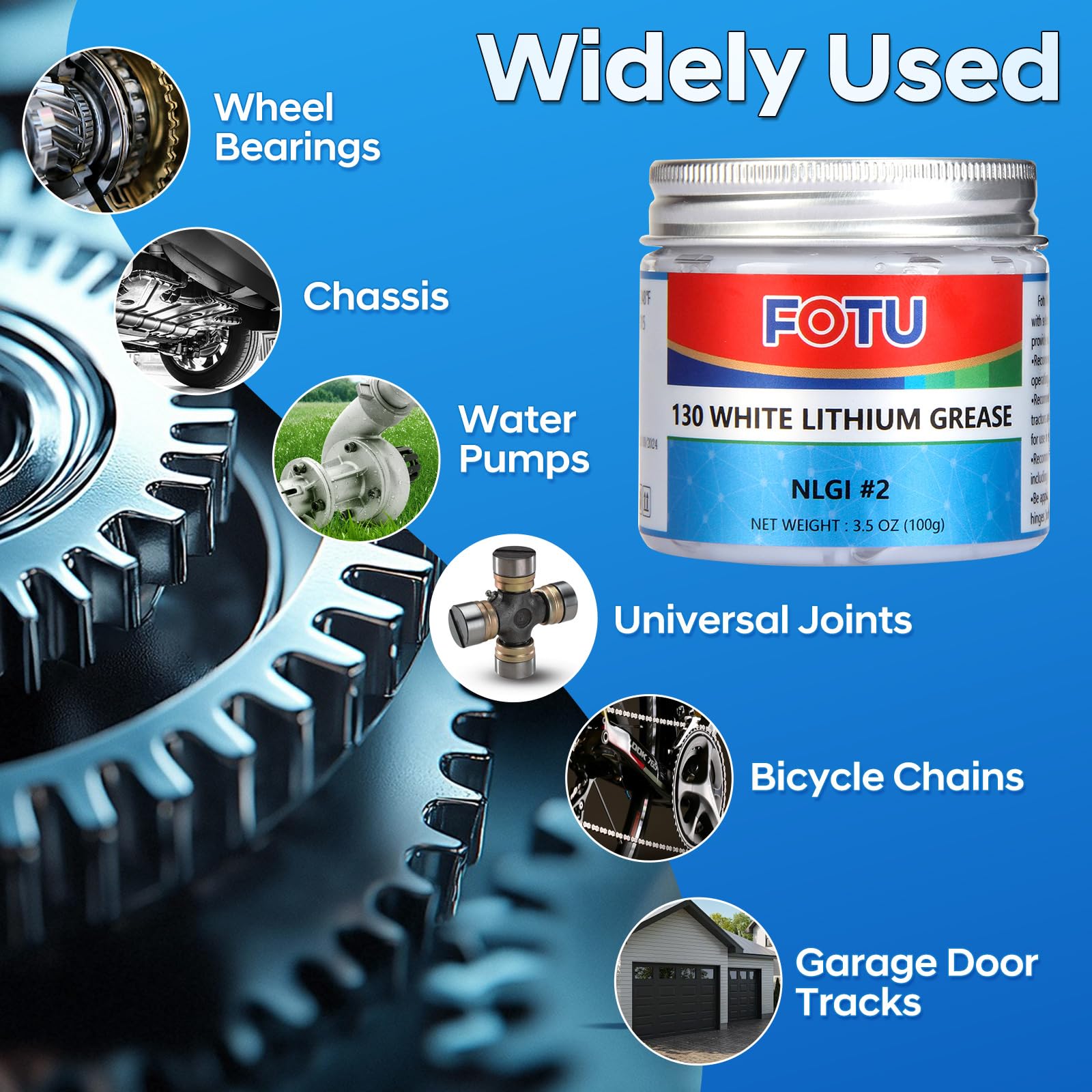 Fotu White Lithium Grease - High Performance Lubricant For All Your Mechanical Needs - 100% Pure & Long - Lasting - Ideal For Be