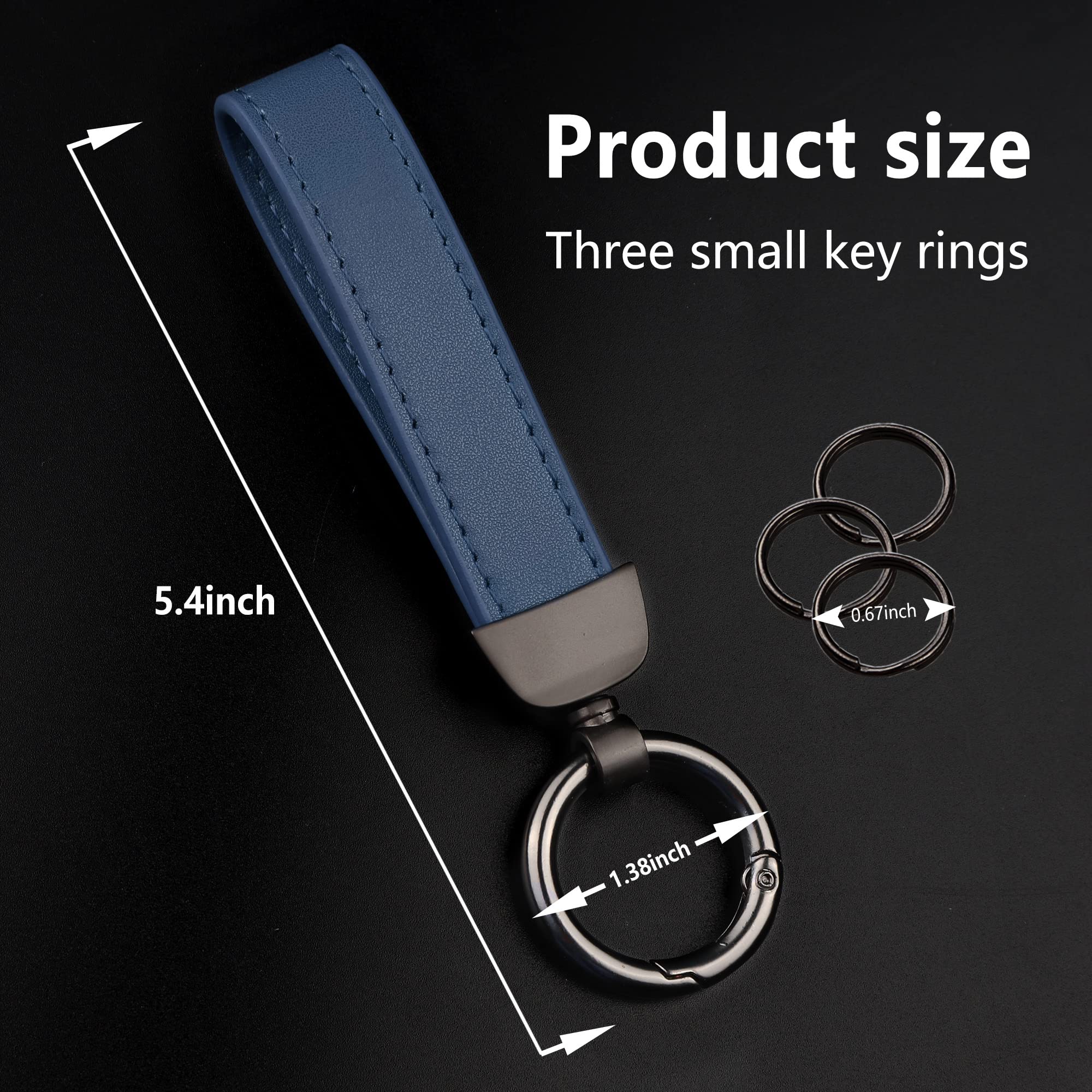 Turcee Leather Car Keychain,Creative Personality Leather Car Key Fob,Car Accessories Universal Key Fob Keychain For Men And Women (Blue)