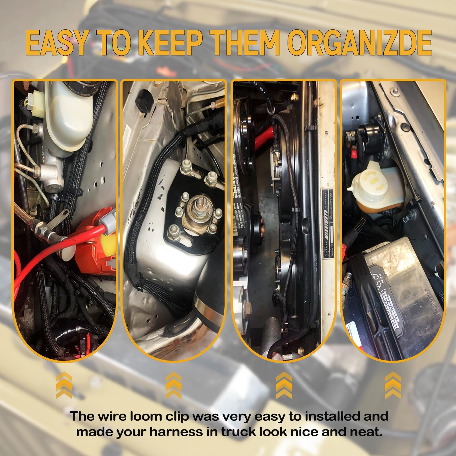 UNIGT 150pcs Push Mount Cable Zip Tie with Car Wire Loom Routing Clips, Universal Compatible with GM Ford Trucks Cars Sedan UTV