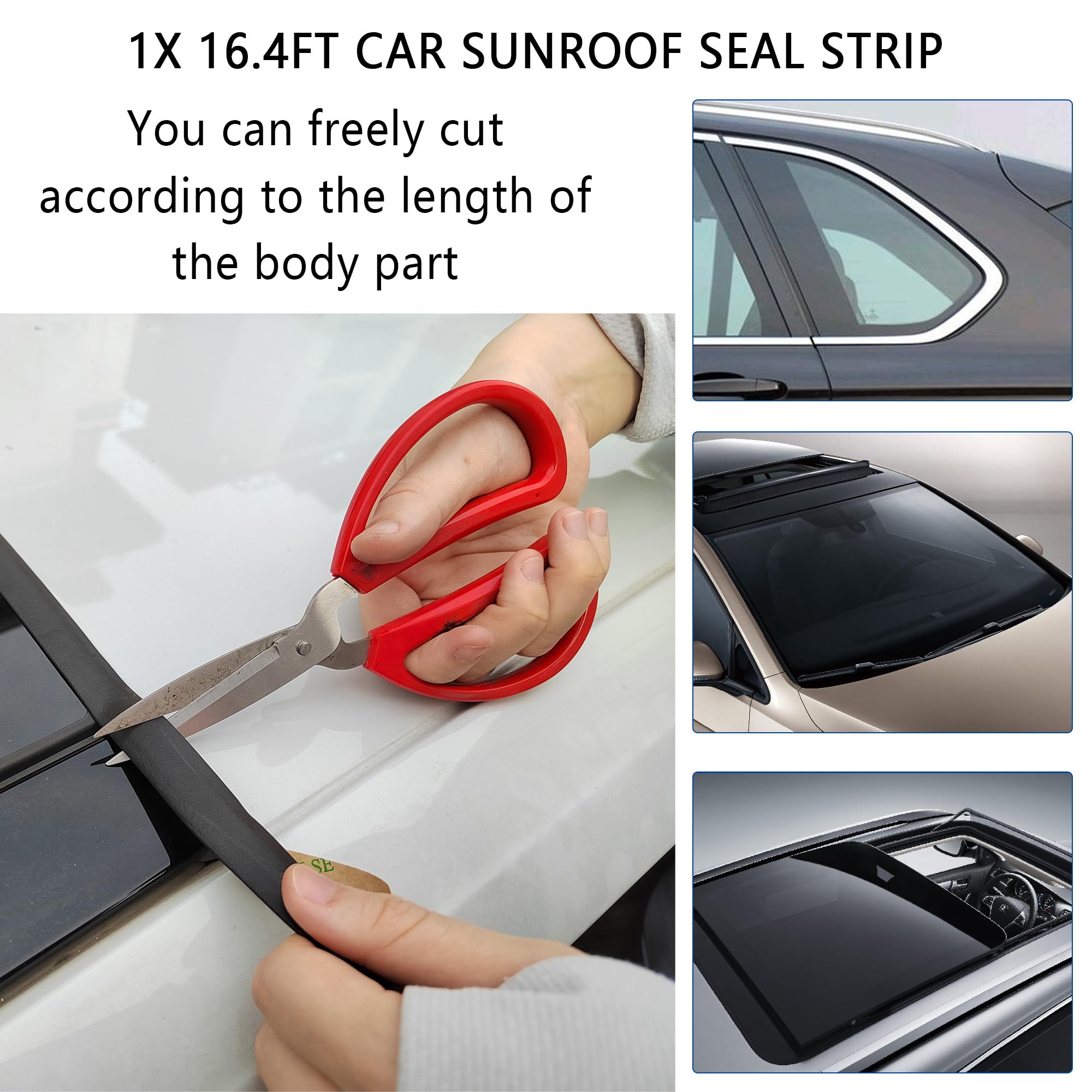 Car Windshield Seal Strip,Flexible Rubber Seal Strip Sunroof Seal Strip,Multifunctional Car Weather Stripping for Front & Rear W
