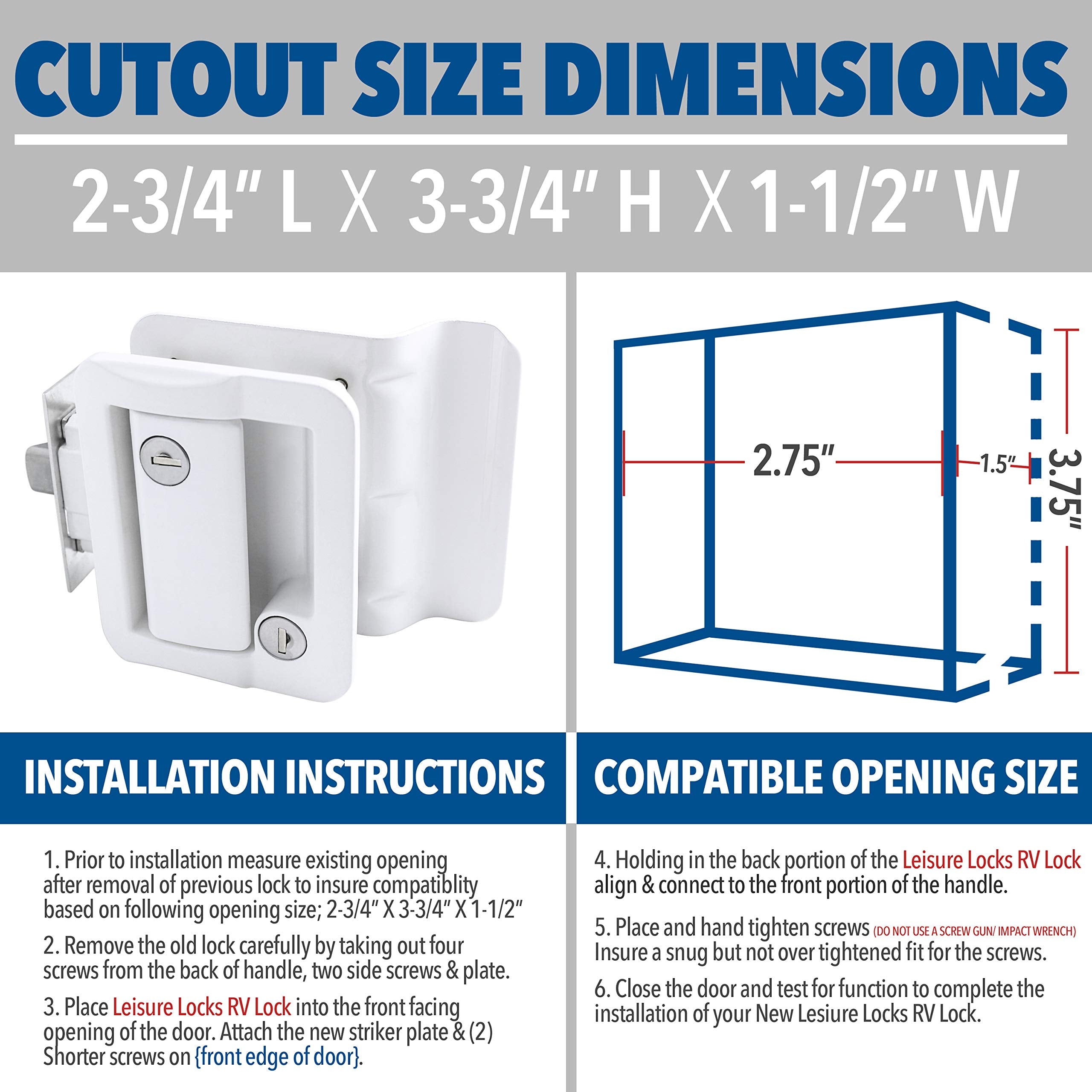 Rv Travel Trailer Entry Door Lock Polar White Paddle Deadbolt