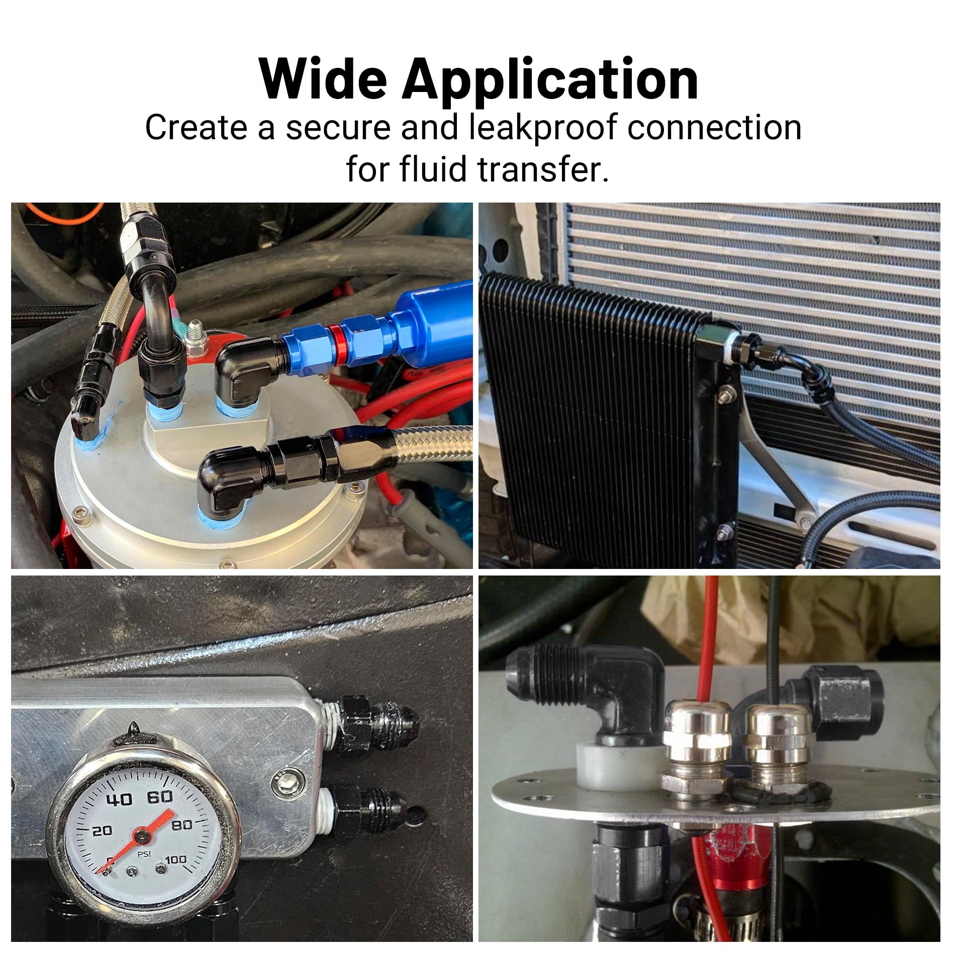 Evil Energy 10An Male Flare To 3/8'' Npt Pipe 45 Degree Fitting Adapter Aluminum Black