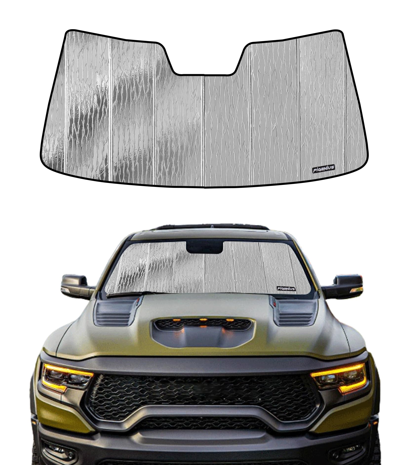 Pigenius Windshield Sun Shade For Dodge Ram 1500 2009-2018, Ram 1500 Classic 2019-2024 Window Sunshade - Astraguard