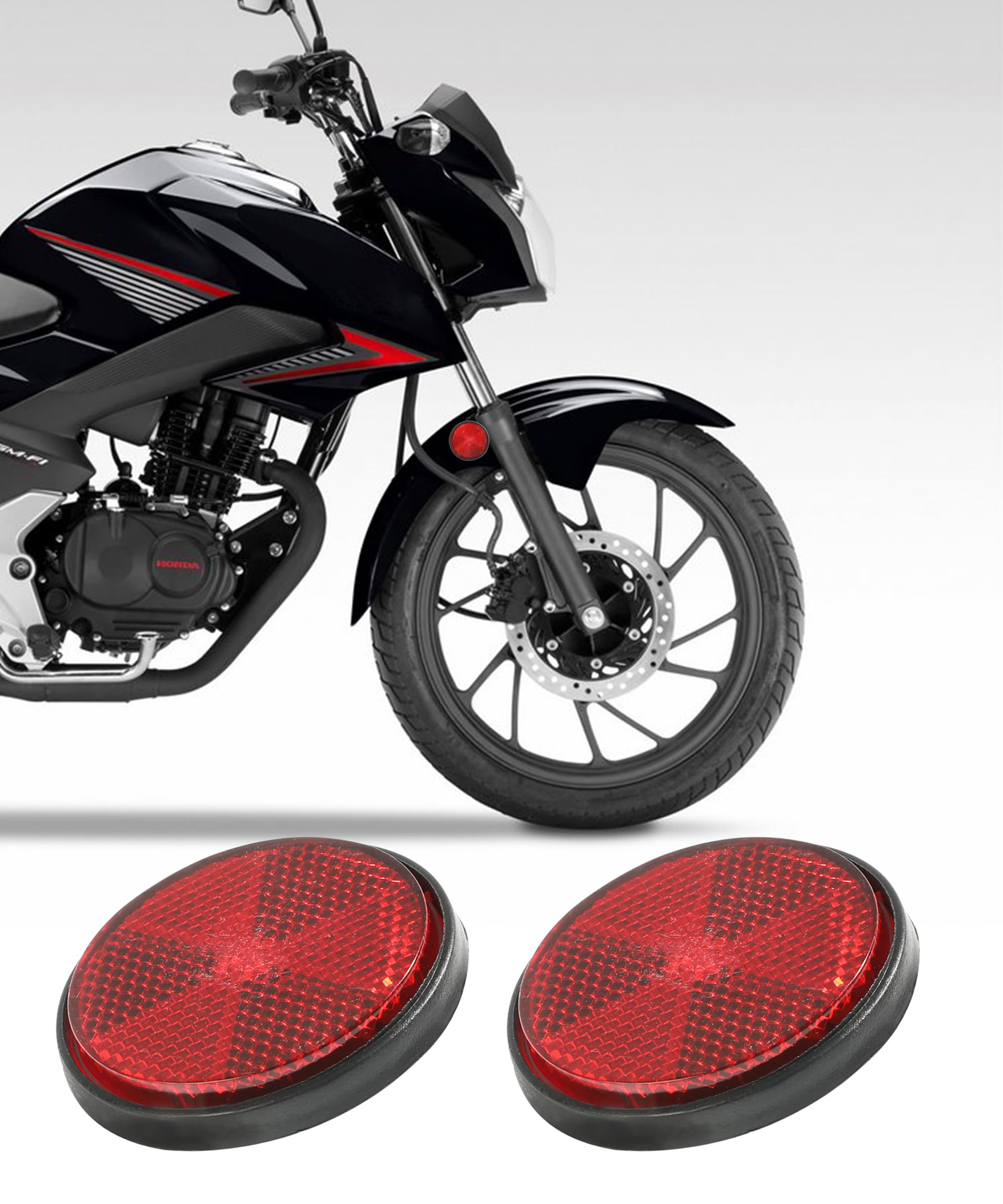 Zlirfy 2Pcs Round Rear Reflectors,Motorcycle Bike Screw Mount,Screw On Safety Spoke Reflective Gate Posts Reflector,Red Plastic