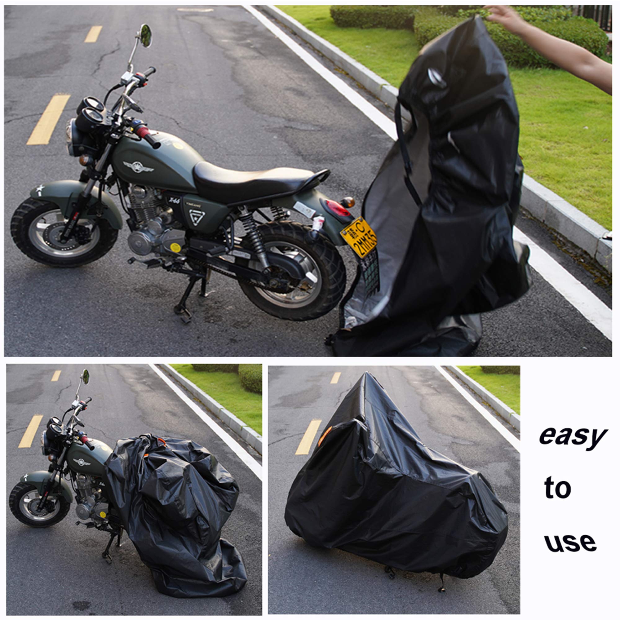 Seazen Motorcycle Cover Waterproof Outdoor, 5 Layer Heavy Duty Motorcycles Vehicle Cover Dustproof Uv Protection With Night Reflective Straps And Lock-Holes (Motorcycle-Xxl Up To 114)