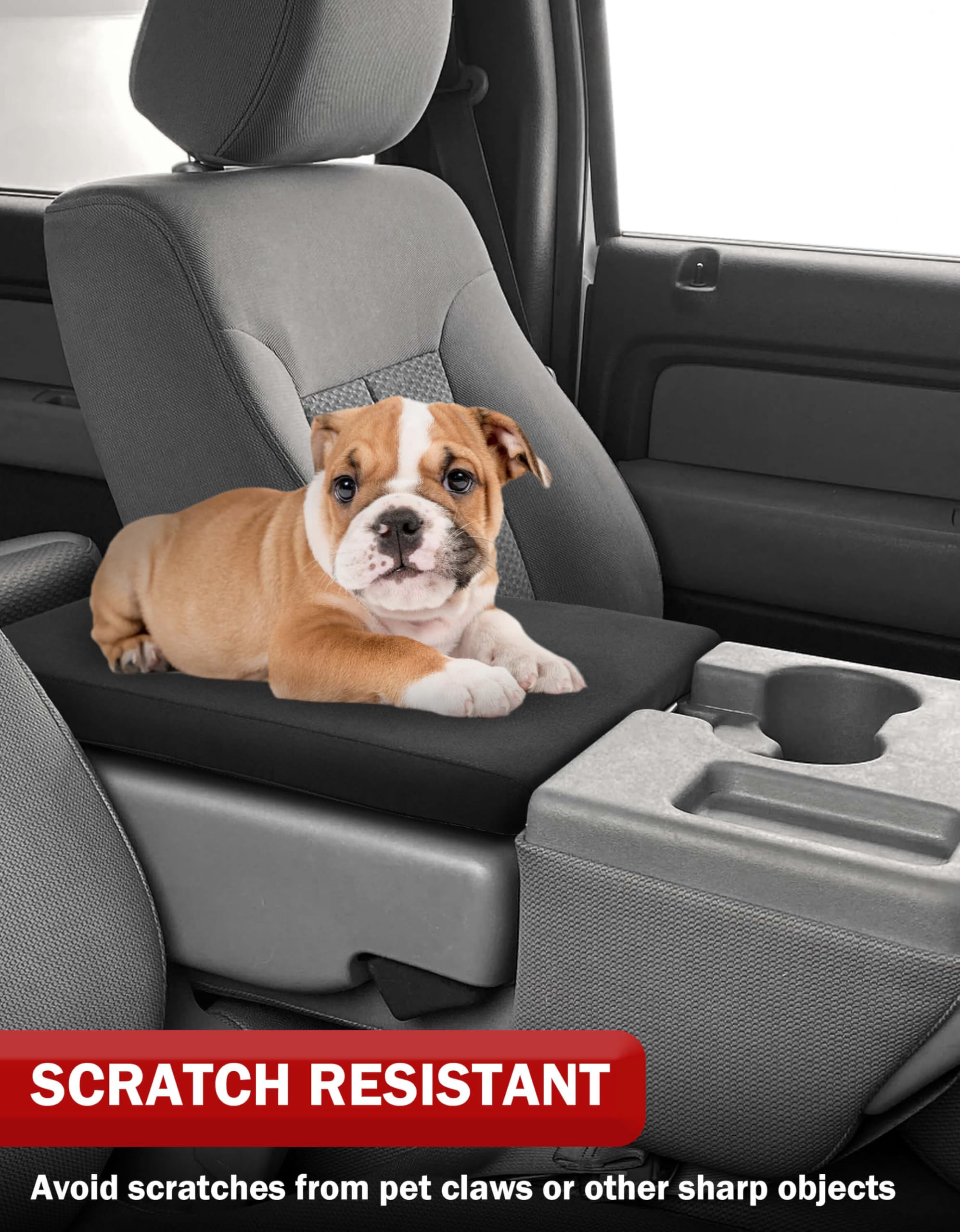 KBH Center Console Armrest Cover for Ford F150 2011-2014, Jump Seat, Car Arm Rest Protector, Washable, Anti-Scratch, Black