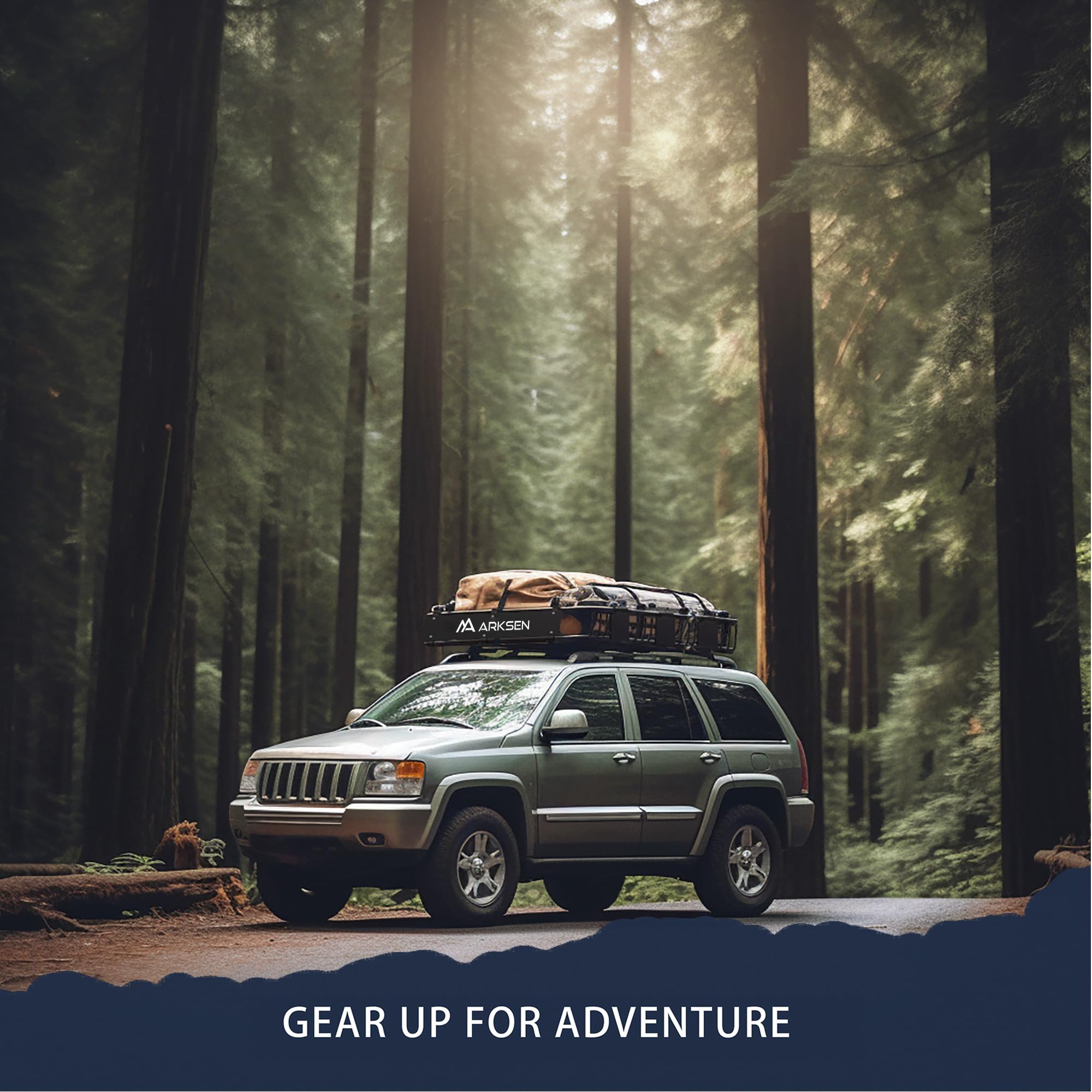 Arksen 84 X 39 X 6 Inch Heavy Duty 250Lb Roof Rack Cargo Carrier With 500D Waterproof Cargo Bag, 2 Cargo Nets & 2 Ratchet Straps