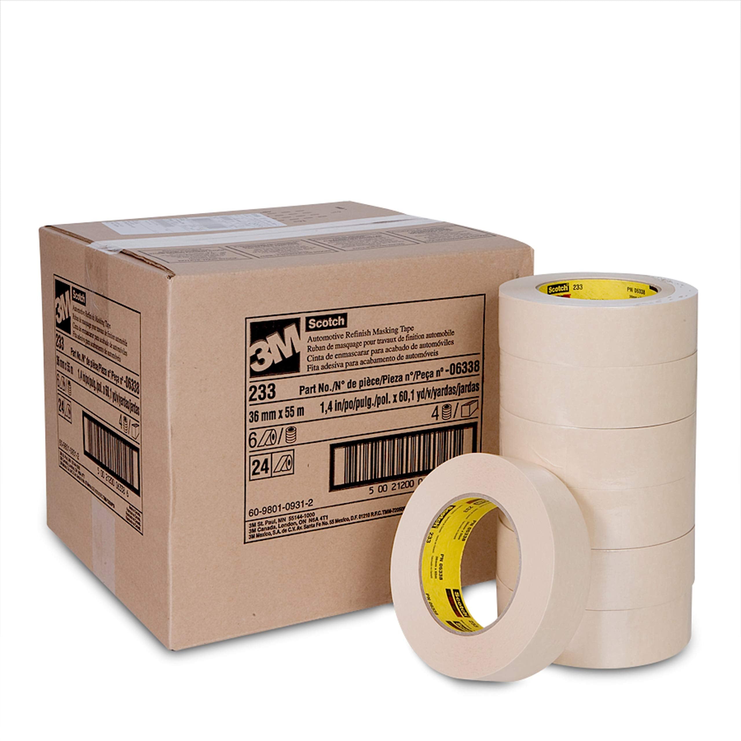 Scotch Automotive Refinish Masking Tape 233, 06338, 36 Mm X 55 M