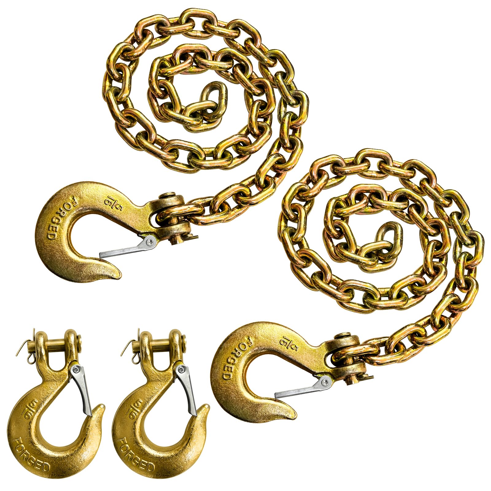 5/16'' Trailer Safety Chains With Hooks G80 Trailer Chains With 4 X G70 Clevis Safety Hooks 35'' 17000 Lbs Break Strength 4900 L