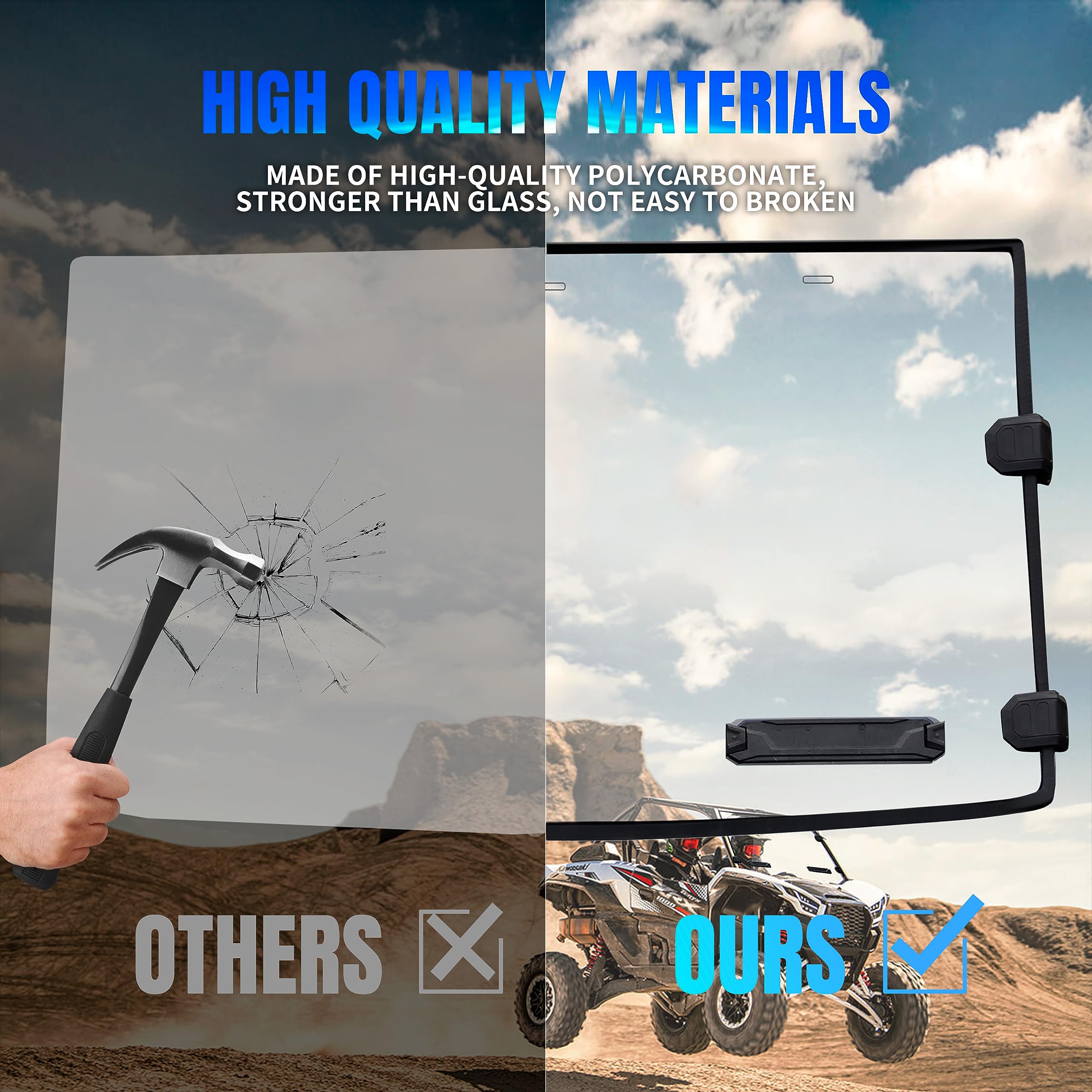 KATIMOTO Vented Front Full Windshield for Teryx KRX 1000 20-25, Heavy-Duty Scratch Resistant Hard Coated Poly Front Full Windshi