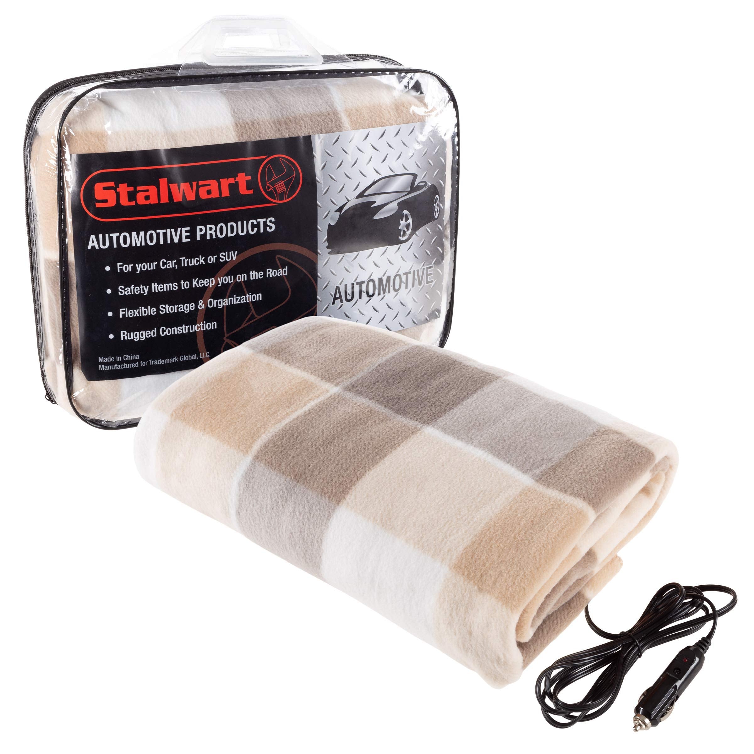 Stalwart Heated Car Blanket - 12-Volt Electric Blanket For Car, Truck, Suv, Or Rv - Portable Heated Blanket For Car Camping Esse