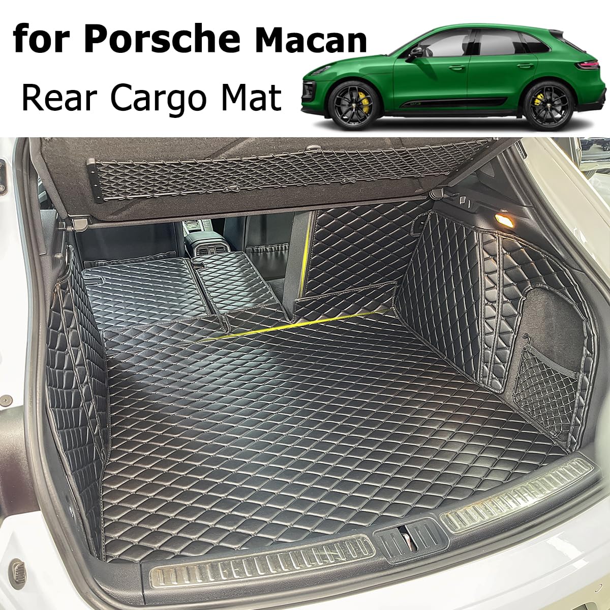 7Deekei For 2015-2024 Porsche Macan Trunk Mat And Rear Backrest Mat Cargo Liners All Weather Anti-Slip