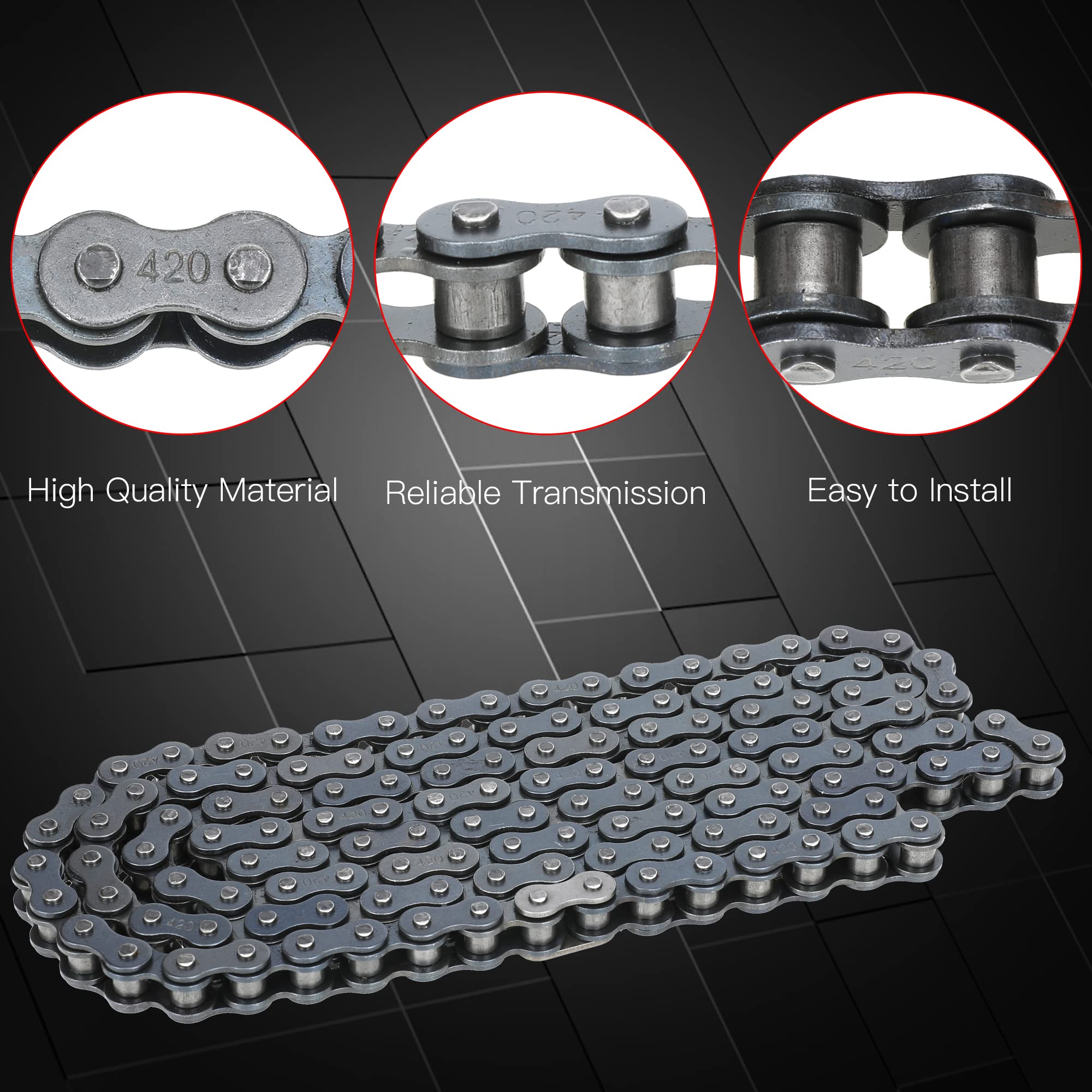 GREHUA Rear Drive 420 Chain 90 Link Chain Breaker with Standard Master Link for BT200X CT200U Trail CT200U-EX TrailMaster MB200