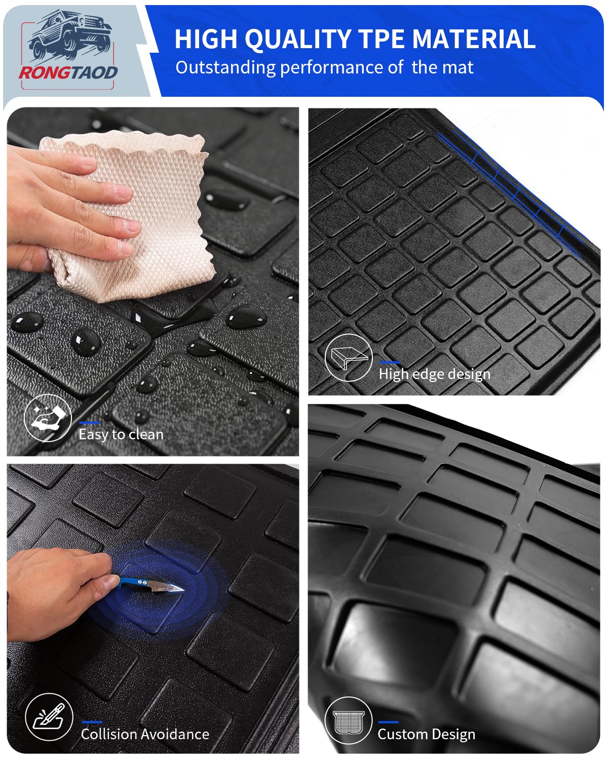 Rongtaod Floor Mats Compatible with 2023 2024 2025 Honda Pilot Trunk Liner Cargo Liner Cargo Mat Back Seat Cover Protector Pilot