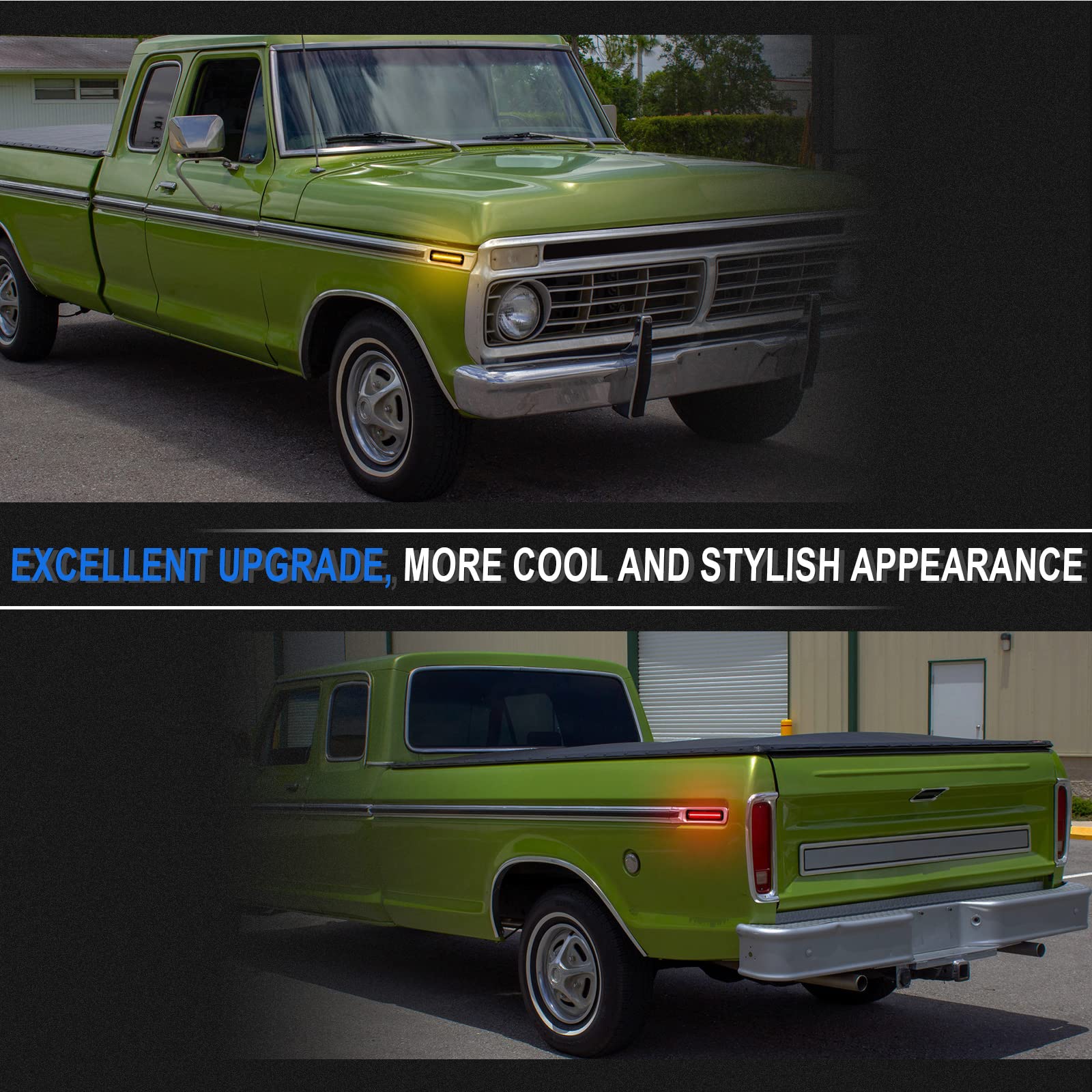 SHINEFIT LED Side Bumper Marker Lights Replacement for F0rd F100 F150 F250 F350 F500 Truck 1973-1979/ Bronco 1978-1979/ Econolin