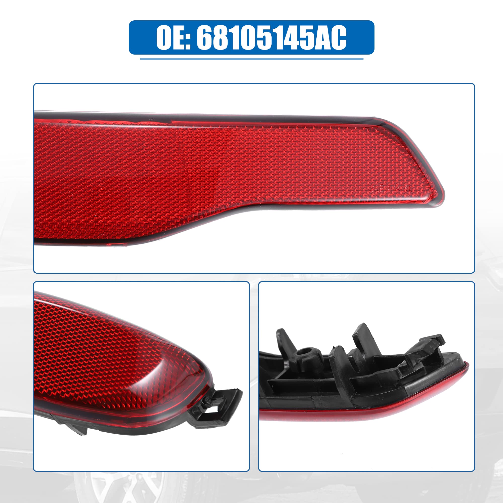 X Autohaux Car Rear Bumper Reflector Light Left Side Driver Side 68105145Ac For Jeep Cherokee 2014 2015 2016 2017 2018