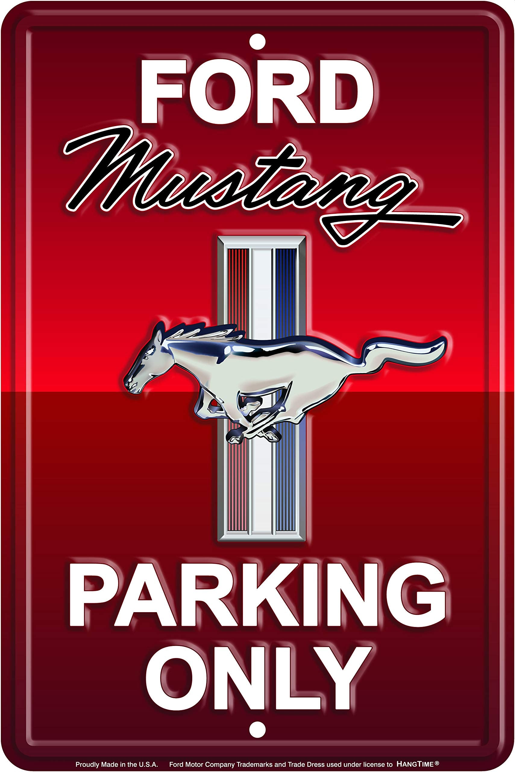 Hangtime Ford Mustang Parking Only Sign (Aluminum, Rapid Red)