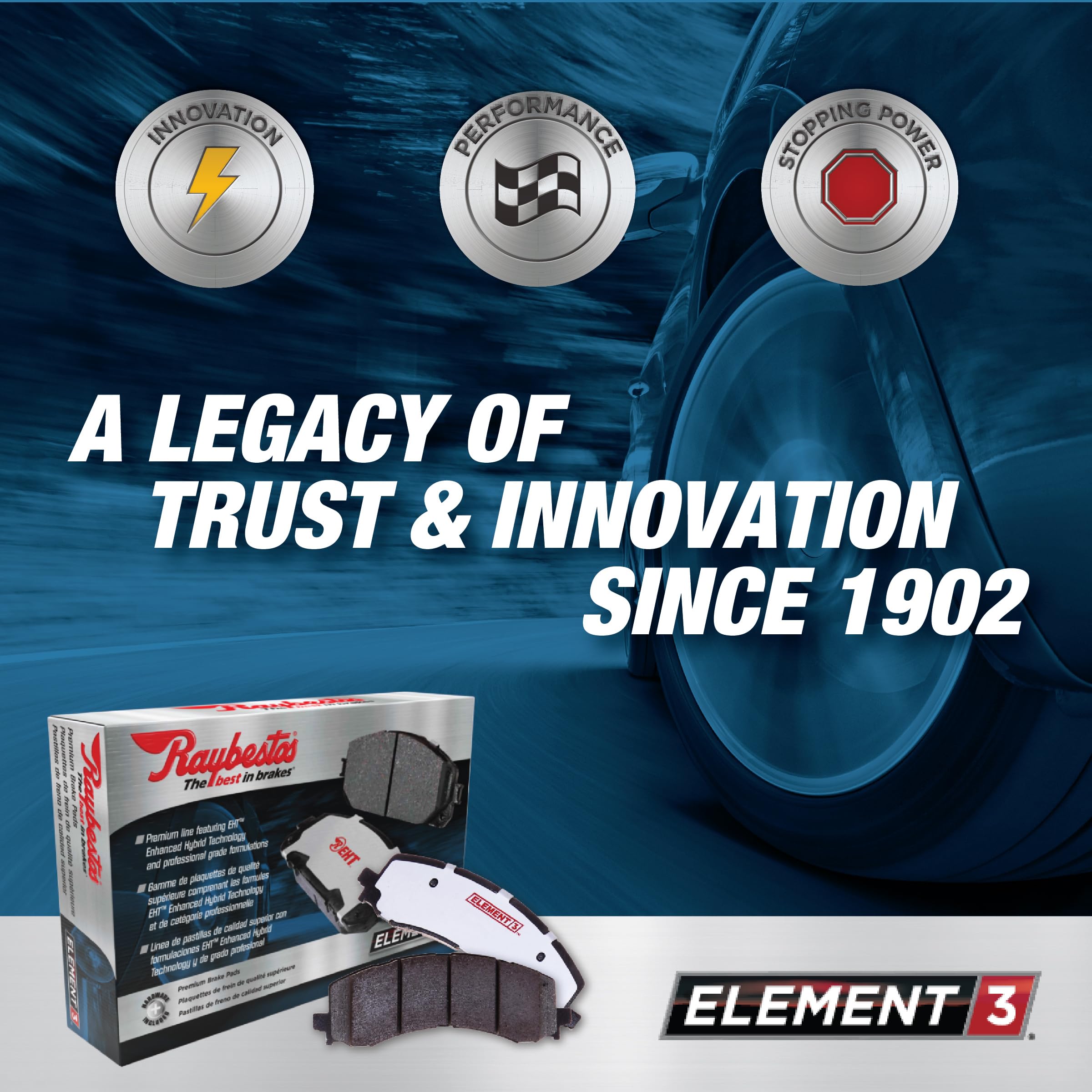 Raybestos Element3 Automotive Replacement Front Brake Pad Set For Select Chevrolet, Saturn, Pontiac (Eht1160H)