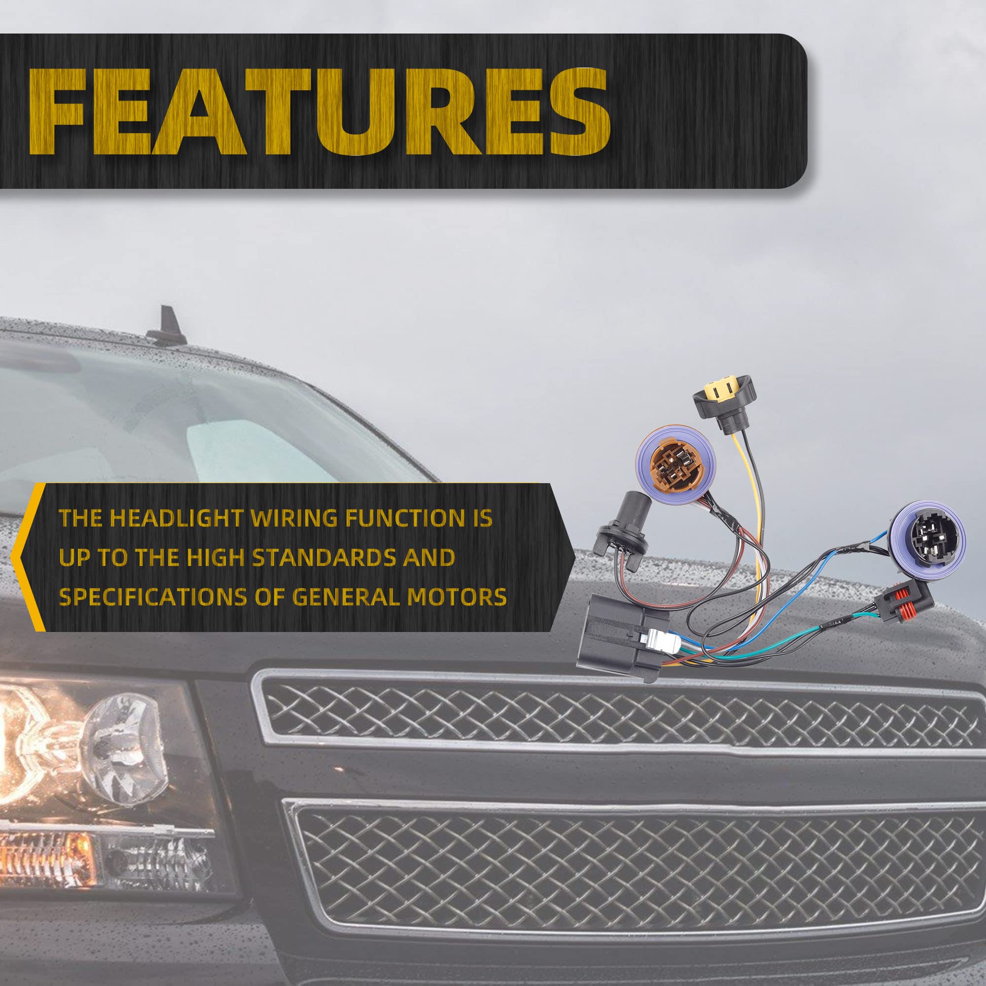 Dasbecan 15950809 Headlight Headlamp Wiring Harness Compatible With Chevy Tahoe Suburban 1500 2500 Avalanche 2007-2014 Gm Suv Re