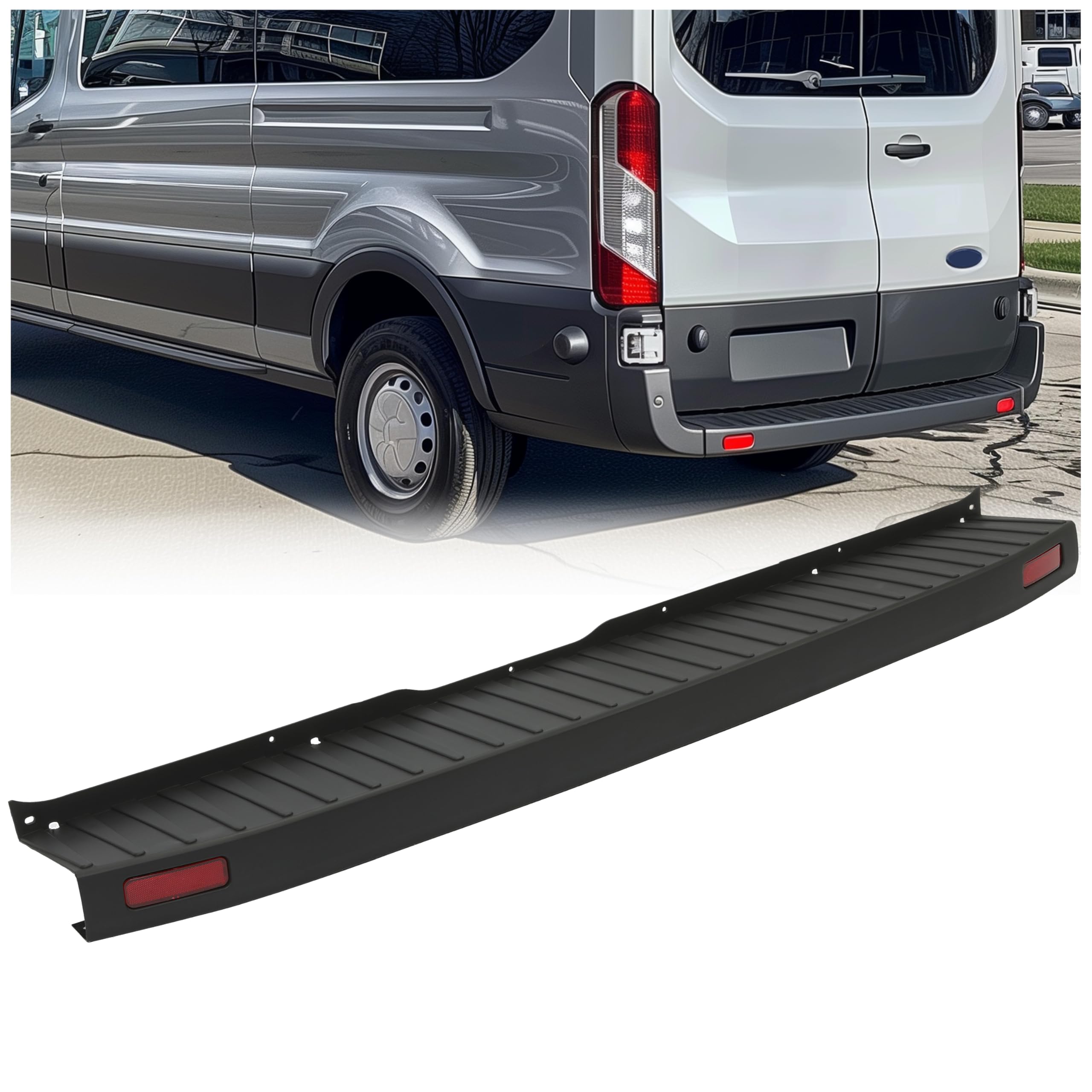 ECOTRIC Rear Bumper Cover Step Plate Compatible with 2015-2022 Ford Transit 150 250 350 Passenger Vans Med/High Roof Rear Bumper Top Pad Replacement for FO1190108