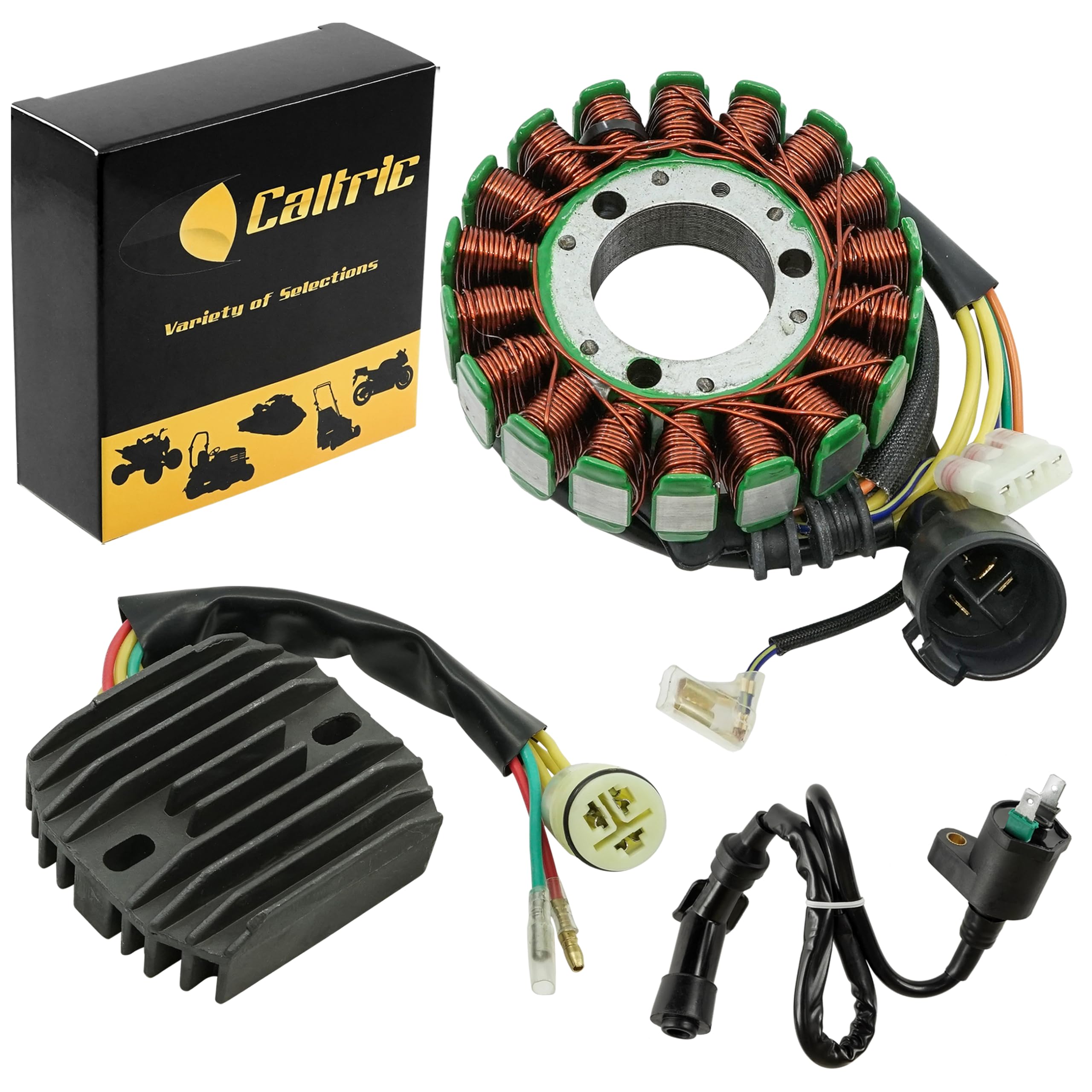 Caltric Stator & Caltric Regulator Rectifier Compatible With Honda Trx300Ex Sportrax 300Ex 93-06 & Ignition Coil