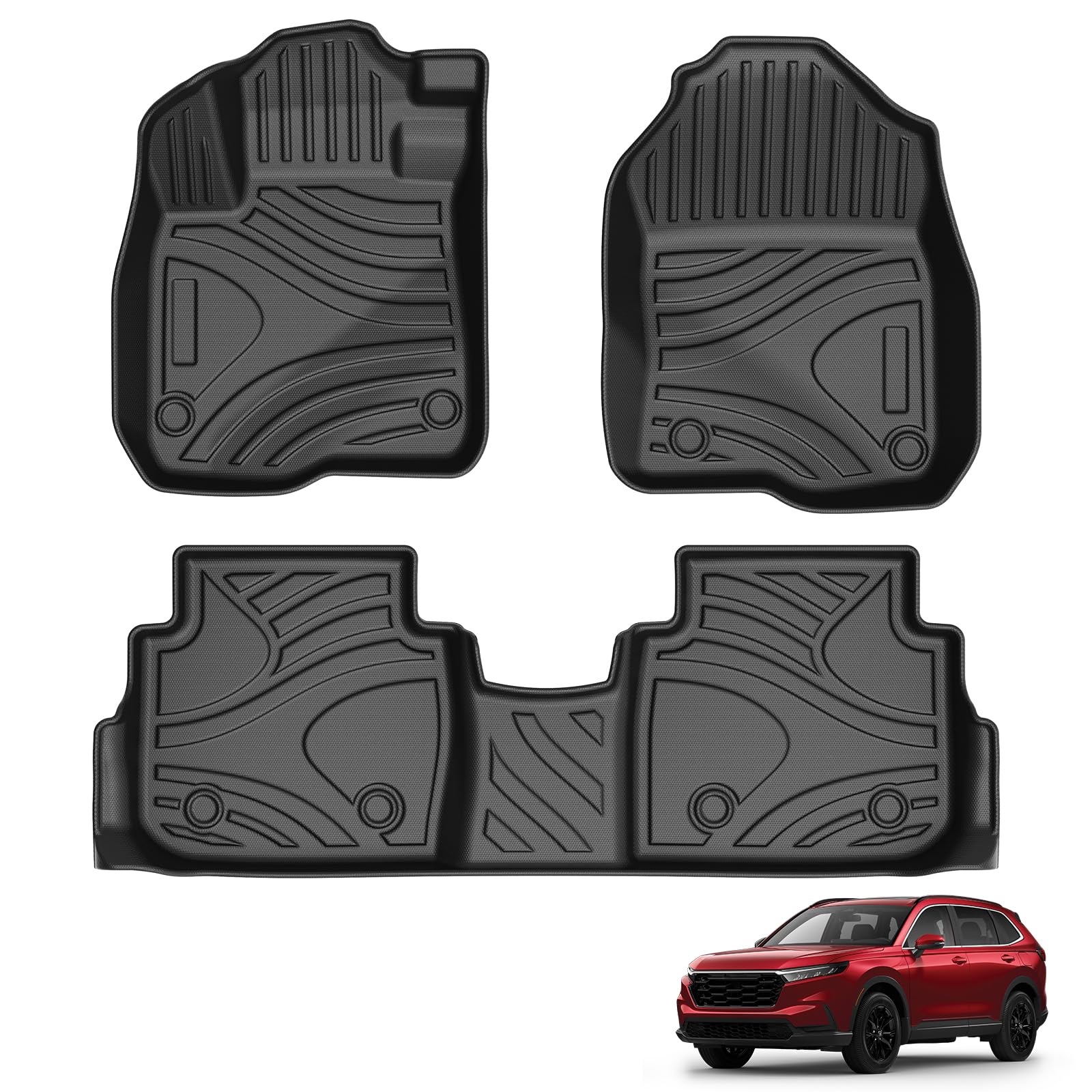 Powerty Floor Mats For Honda Cr-V 2023 2024 2025(Include Hybrid) Accessories All Weather Car Floor Mats, 3D Tpe Anti-Slip Liners