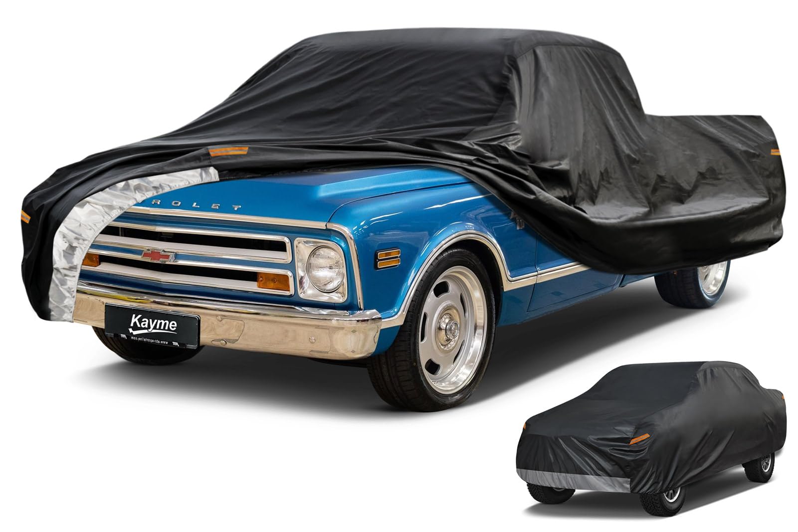 Kayme 7 Layers Truck Cover Waterproof All Weather,Universal Fit Chevy C10 S10, Ford F100, Dodge Dakota,Etc. Heavy Duty Outdoor P