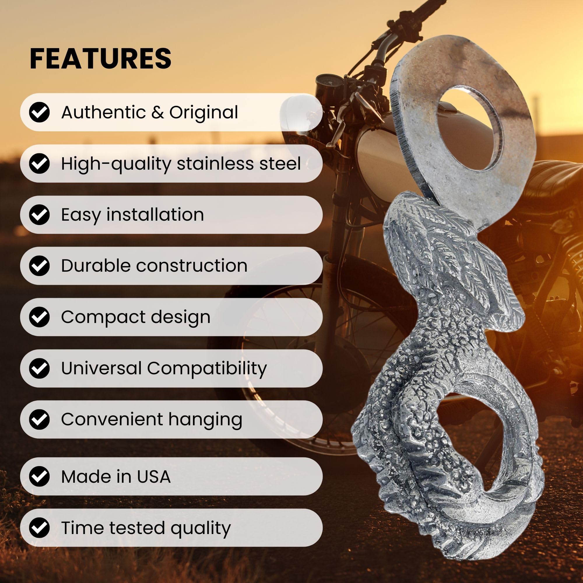 Guardian Bell Eagle Claw Good Luck Bell Hanger Mount | Motorcycle Bell | Lead-Free Pewter | Made In Usa