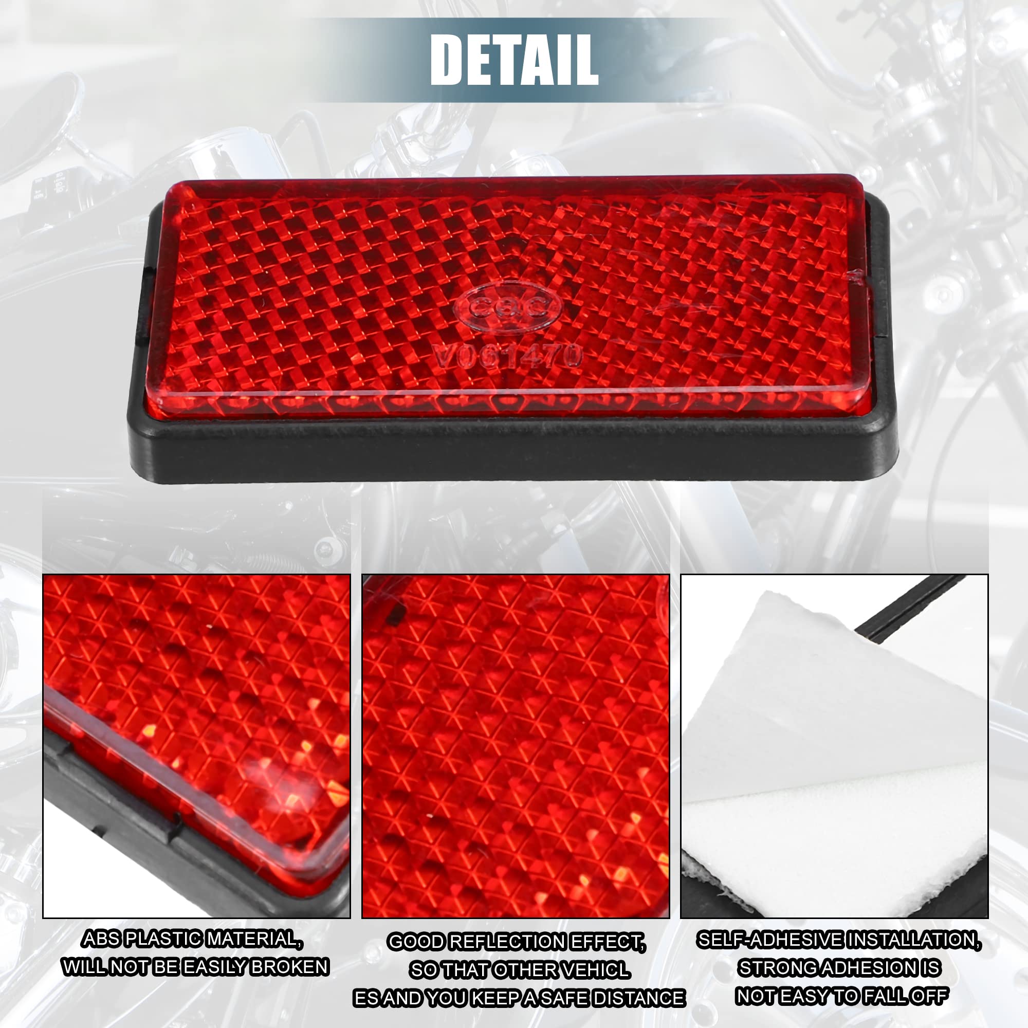 X AUTOHAUX 6 Pcs Rectangular Stick-on Safety Spoke Reflective Self Adhesive Reflector for Gate Posts Cars Trailer Motorcycle Tru