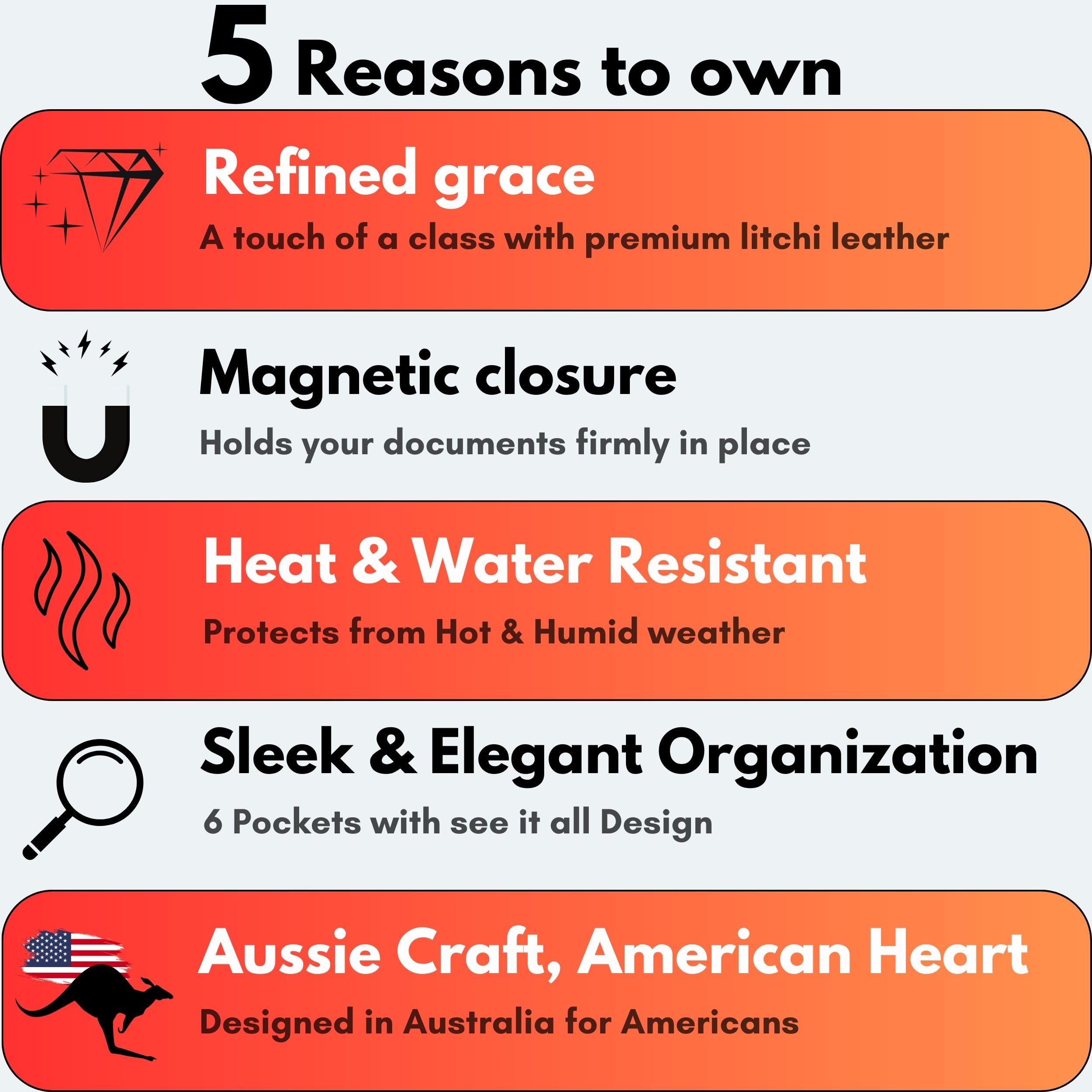 Moto4X Premium Leather Magnetic Shut Car Registration & Insurance Card Holder, Glove Box Organizer For License, Cards & Document