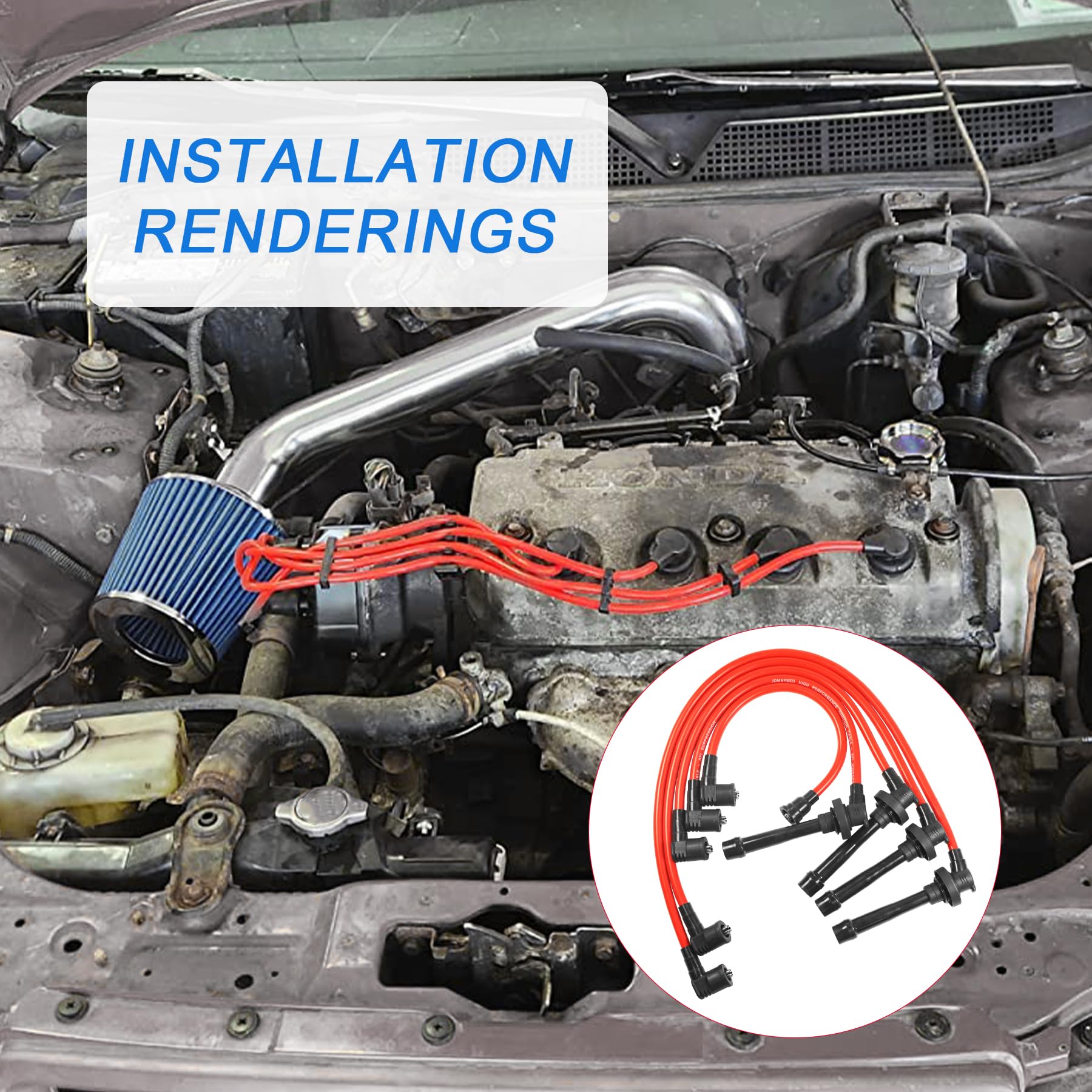 Jdmspeed New Spark Plug Wire Set Replacement For Honda Civic Del Sol Eg Ek Ej D15 D16 Spiral Core 92-00